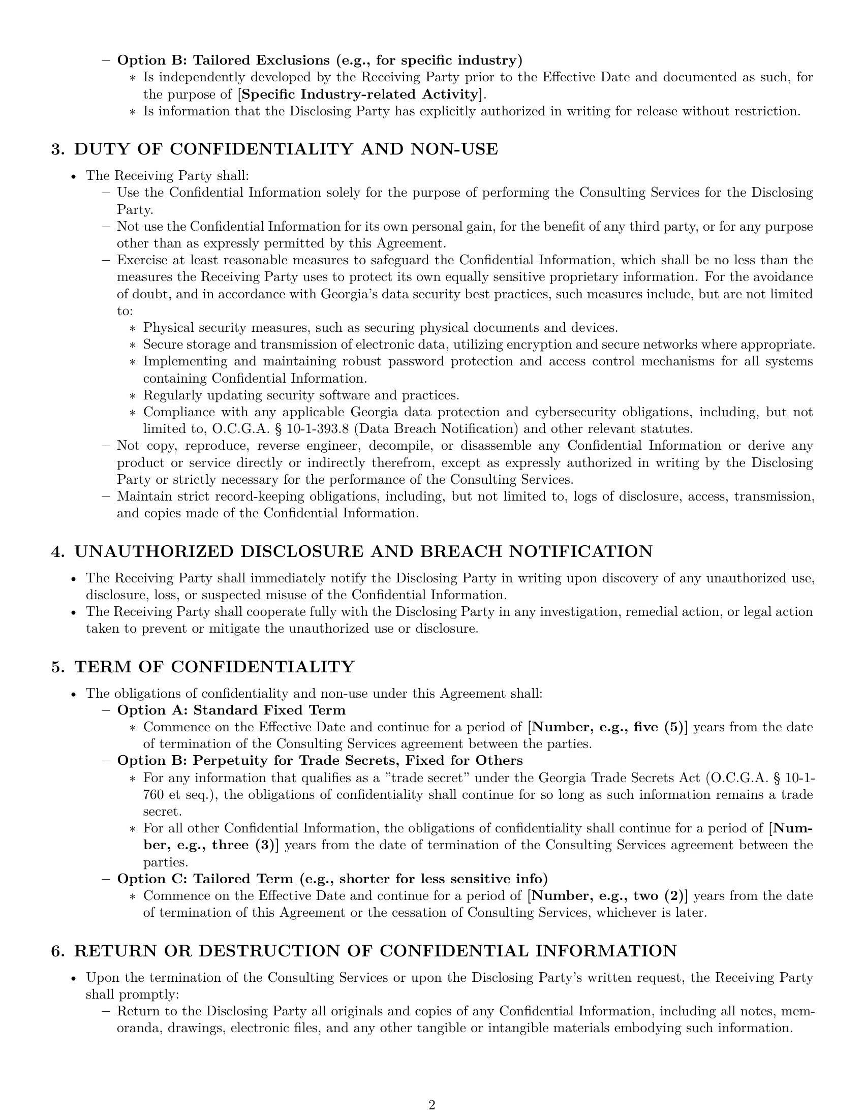 Preview page 2 of Pro Georgia consultant nda template