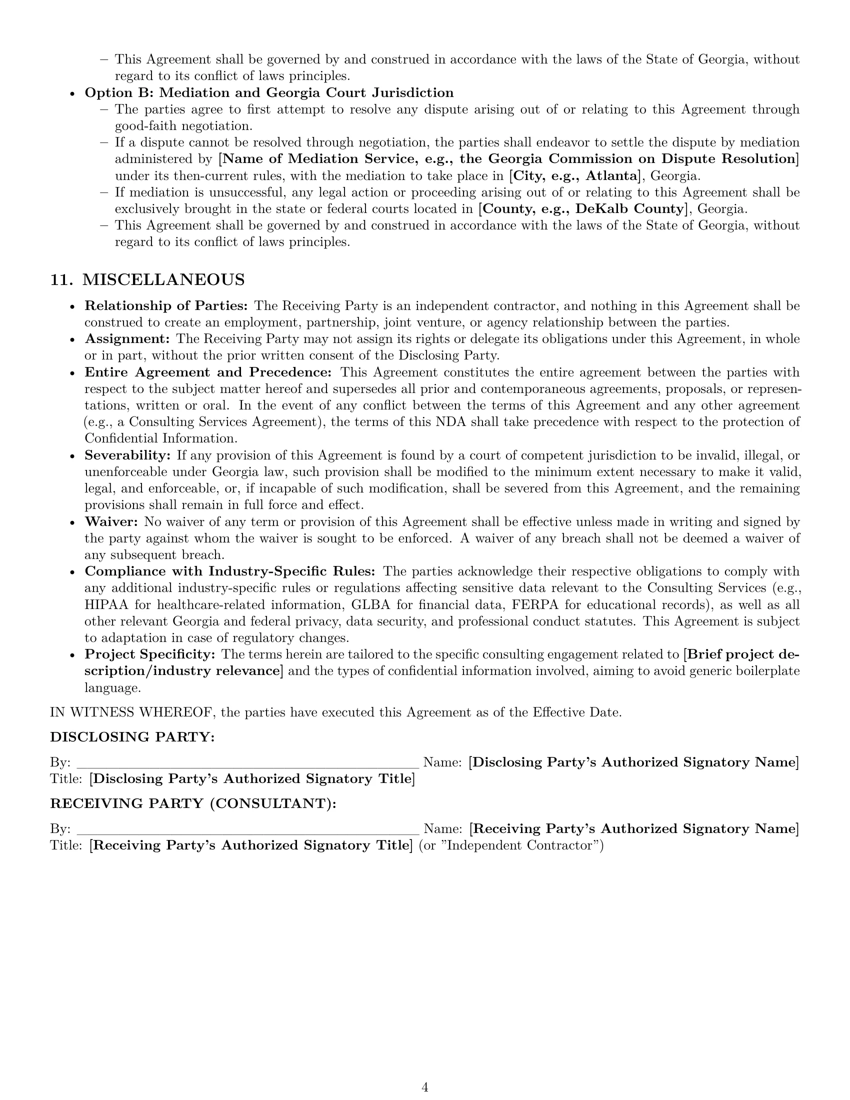 Preview page 4 of Pro Georgia consultant nda template