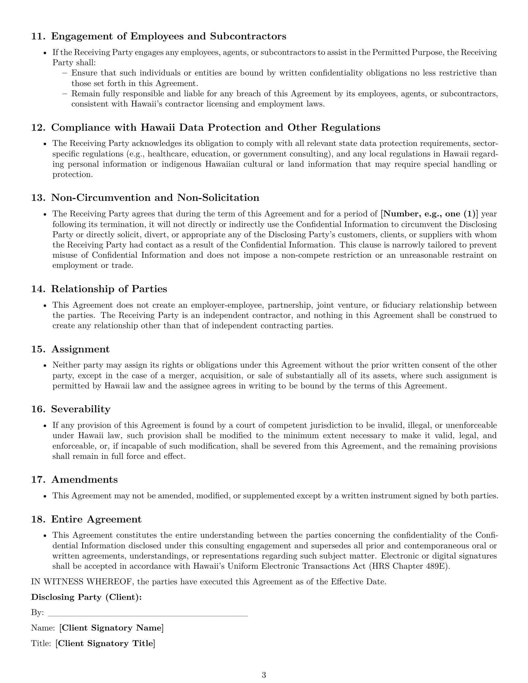 Preview page 3 of Pro Hawaii consultant nda template