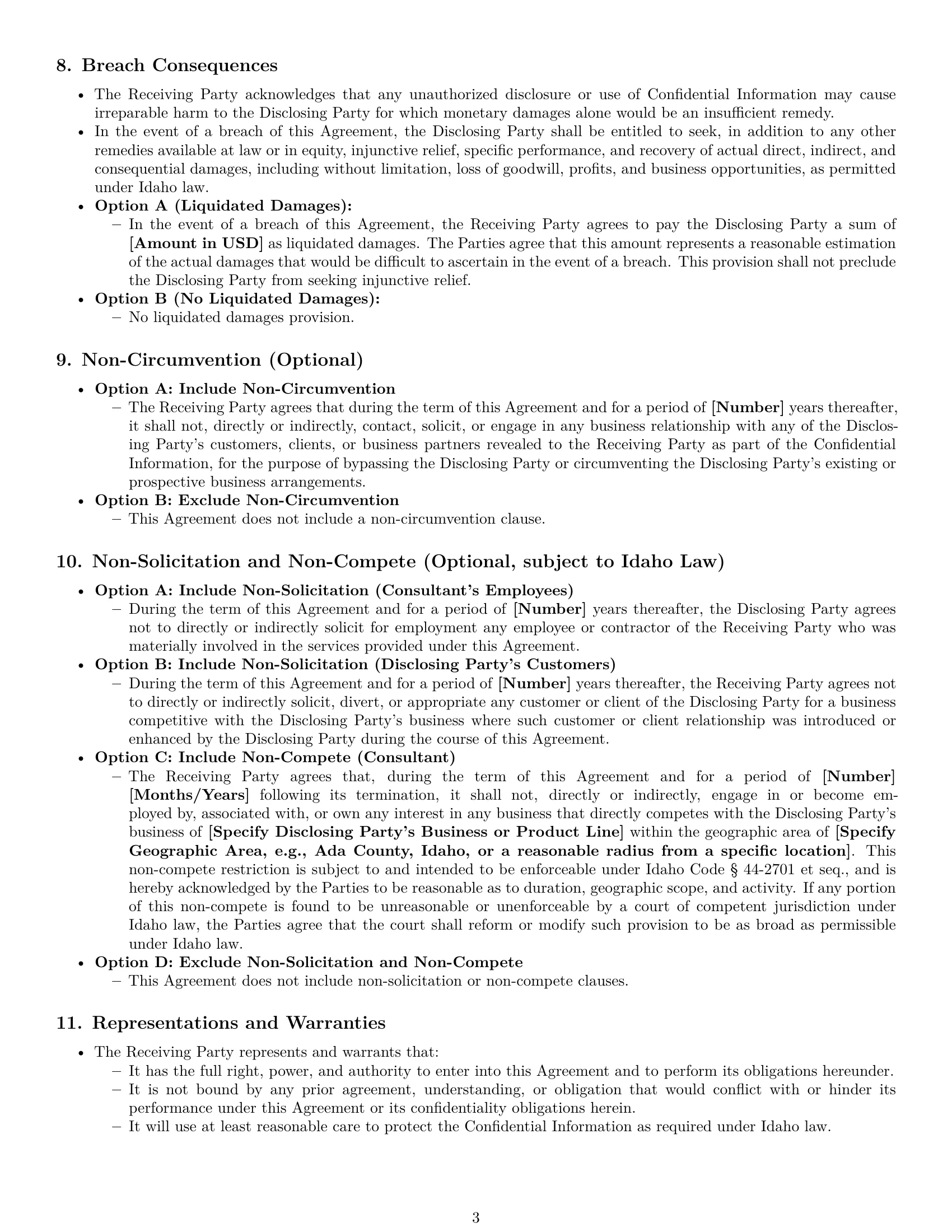 Preview page 3 of Pro Idaho consultant nda template