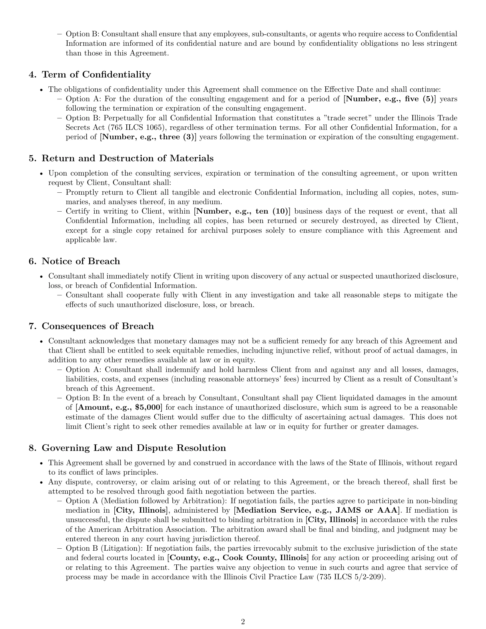Preview page 2 of Pro Illinois consultant nda template