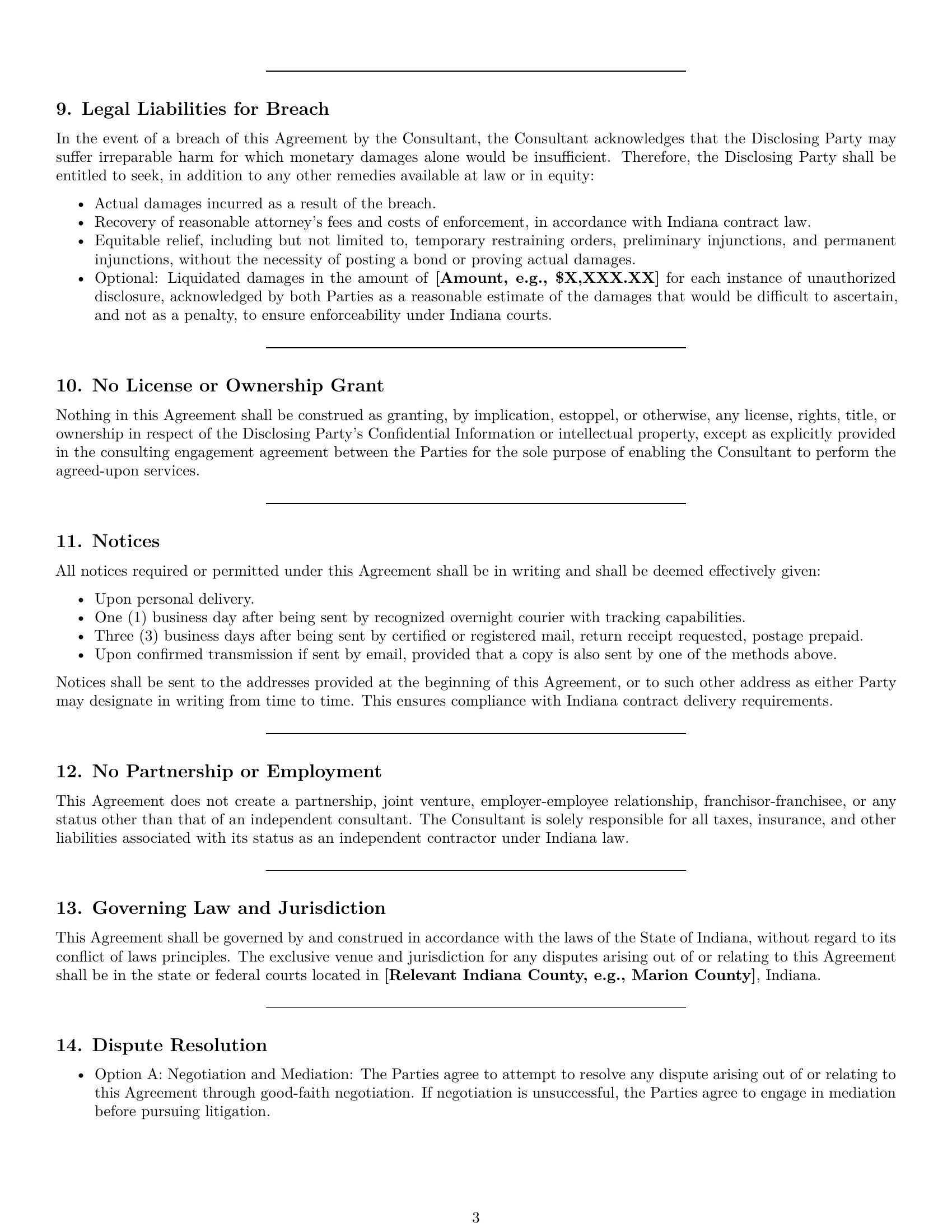 Preview page 3 of Pro Indiana consultant nda template