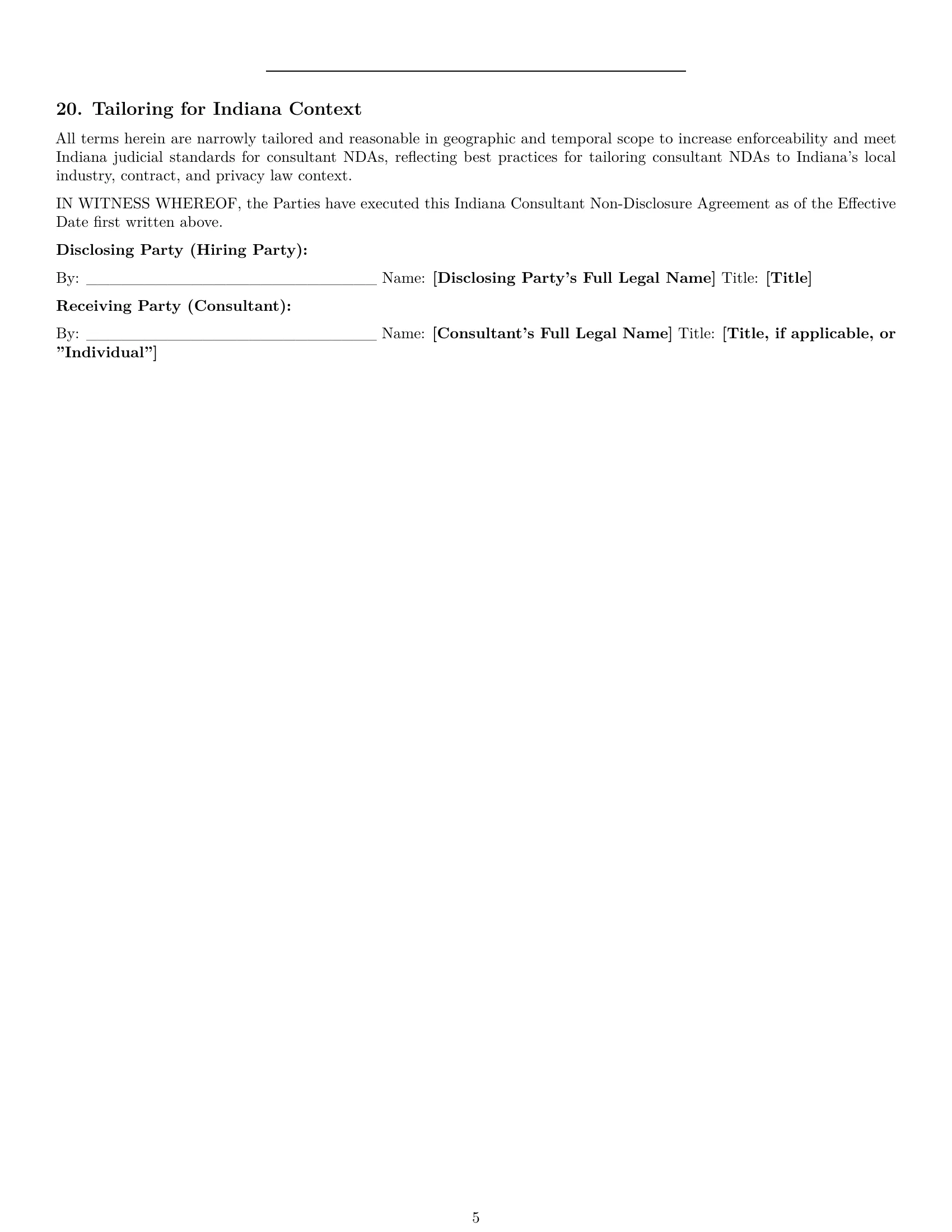 Preview page 5 of Pro Indiana consultant nda template