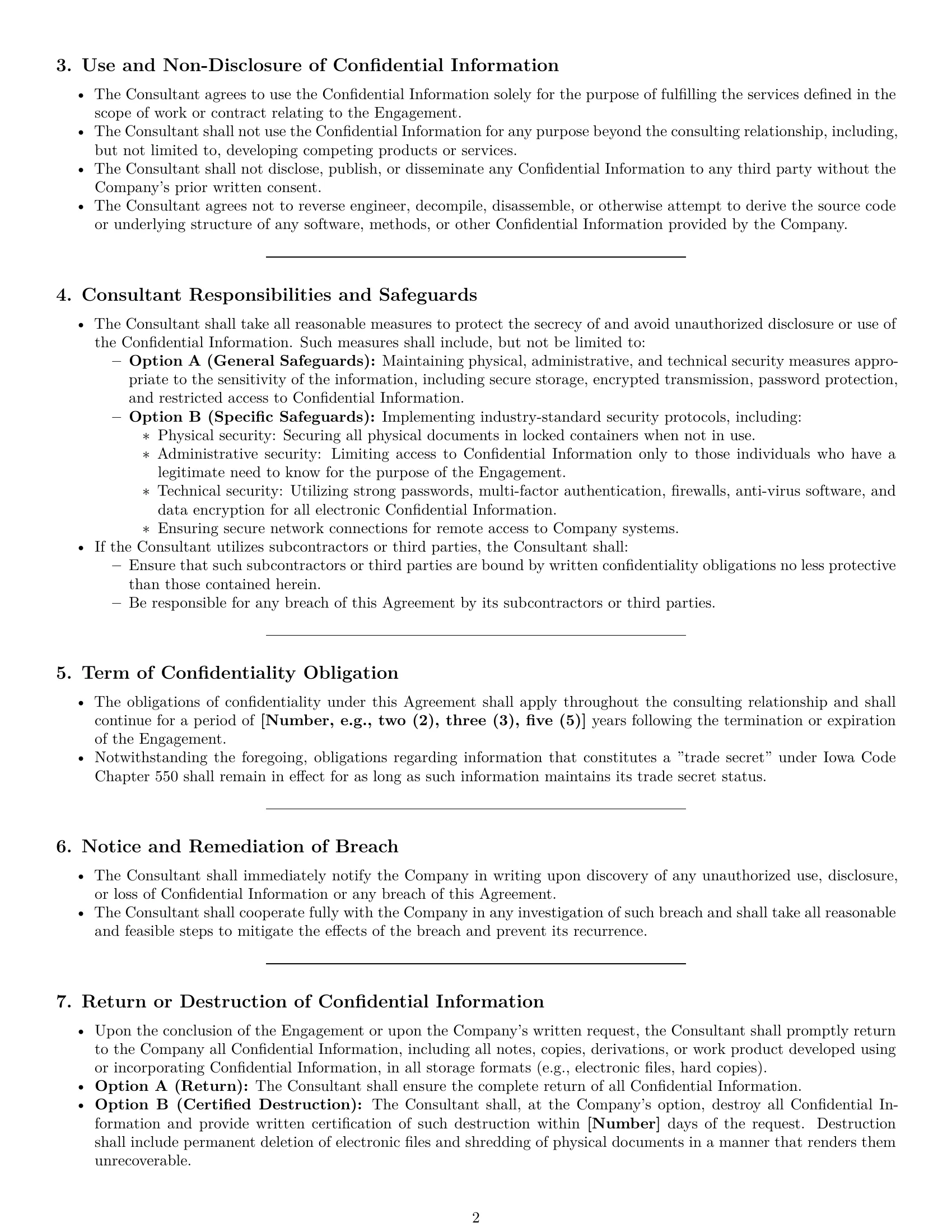 Preview page 2 of Pro Iowa consultant nda template