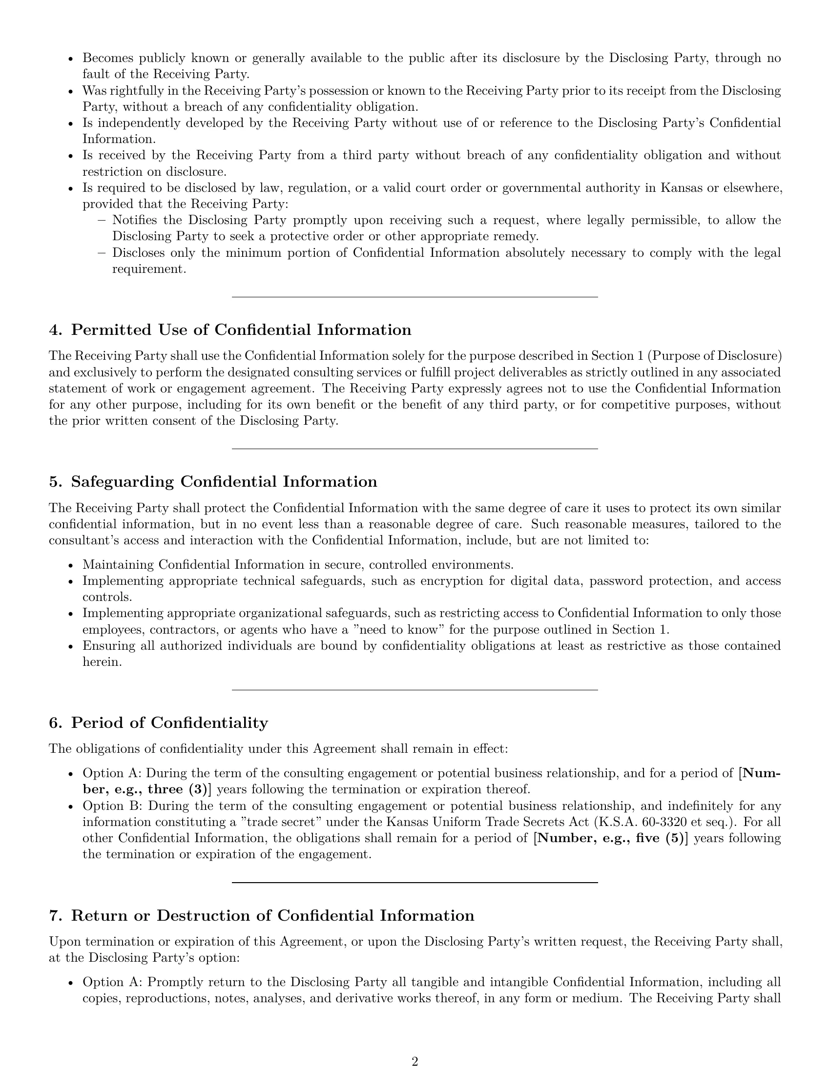 Preview page 2 of Pro Kansas consultant nda template