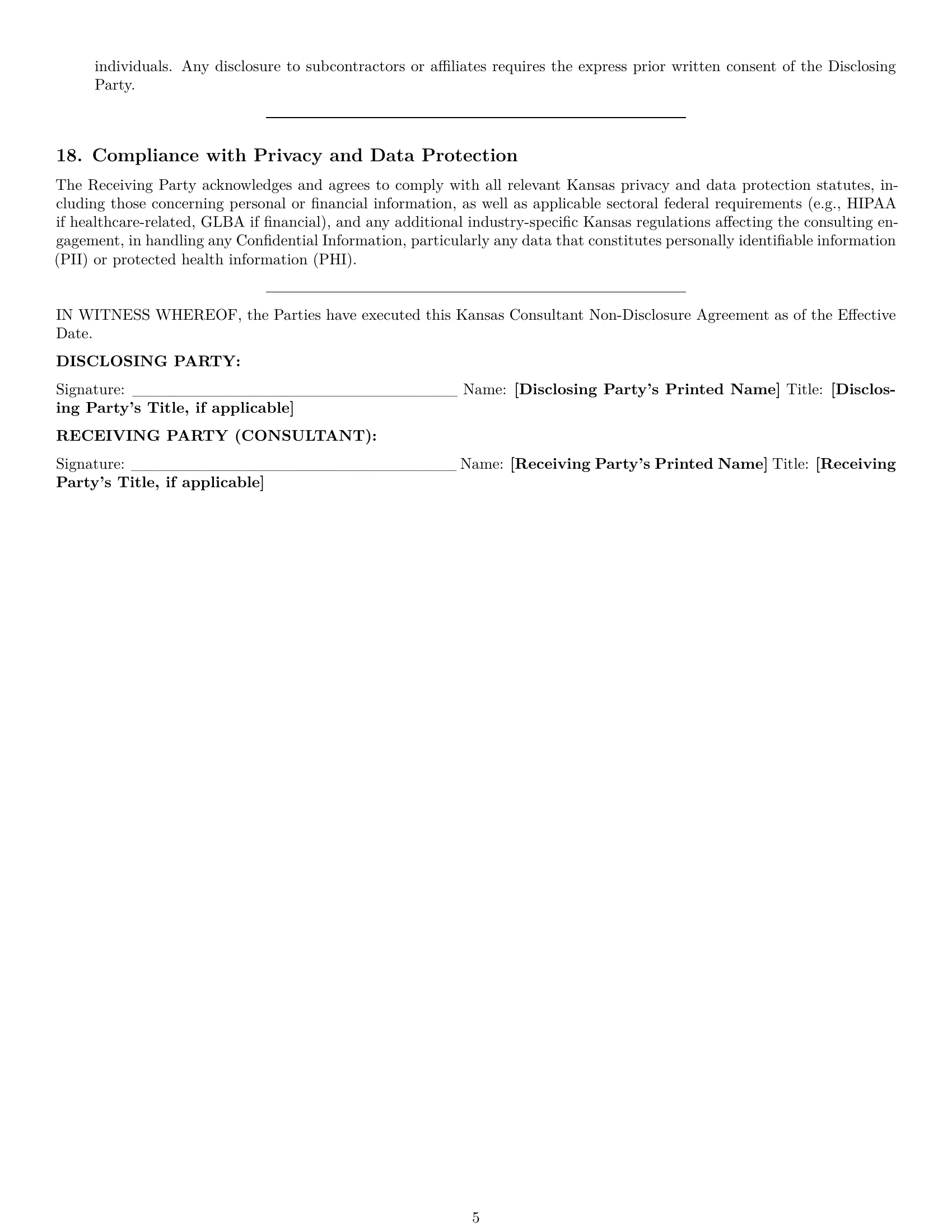 Preview page 5 of Pro Kansas consultant nda template