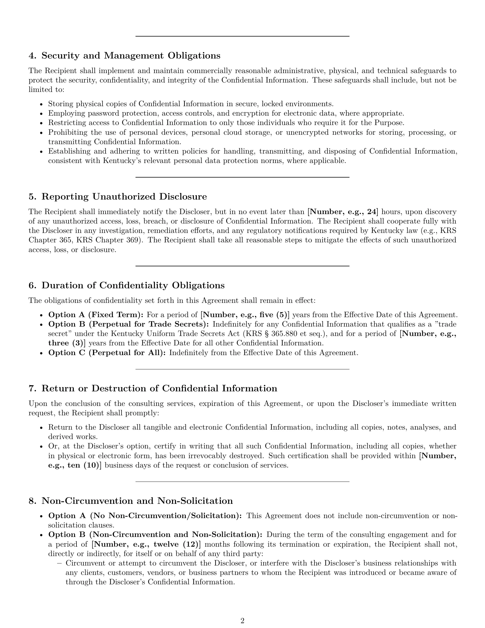 Preview page 2 of Pro Kentucky consultant nda template