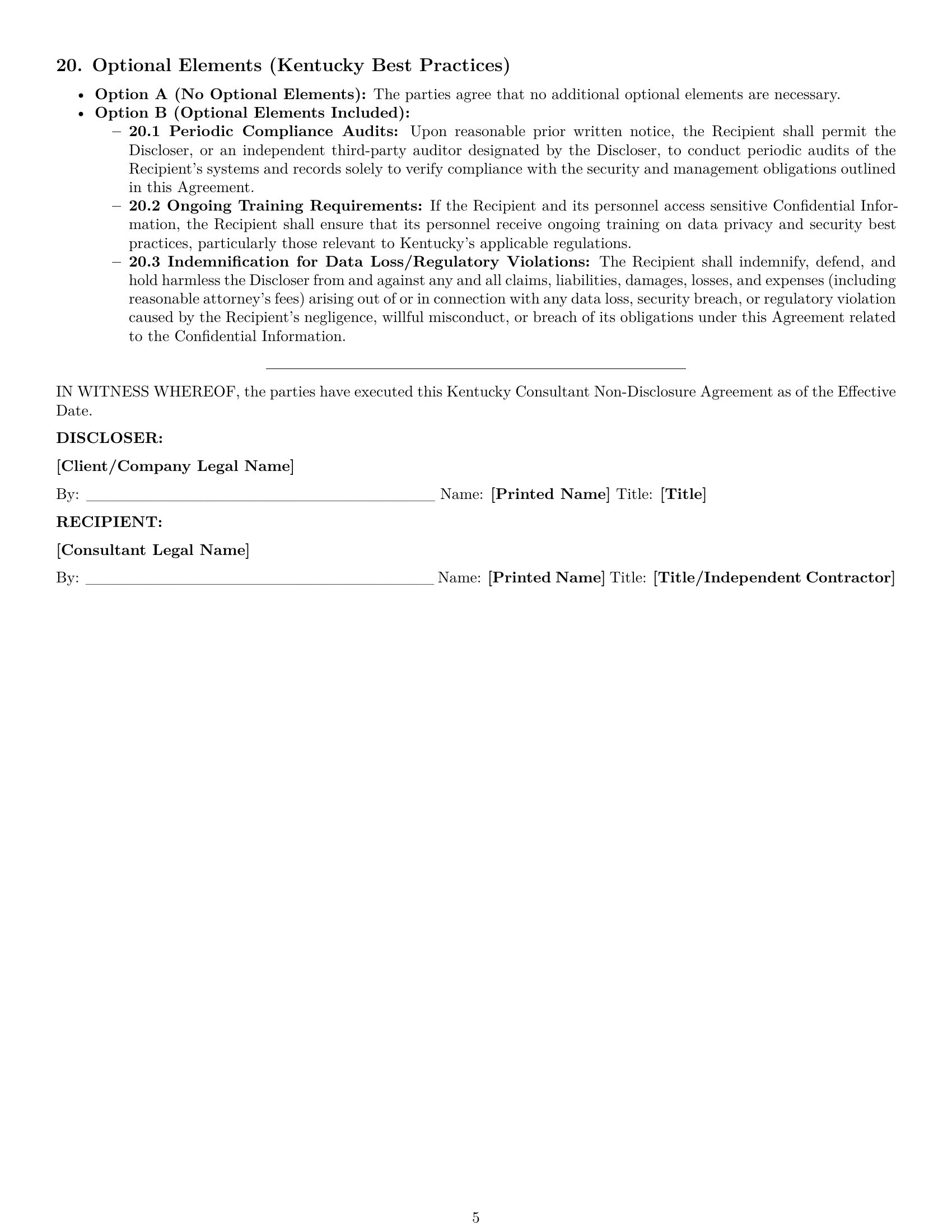 Preview page 5 of Pro Kentucky consultant nda template