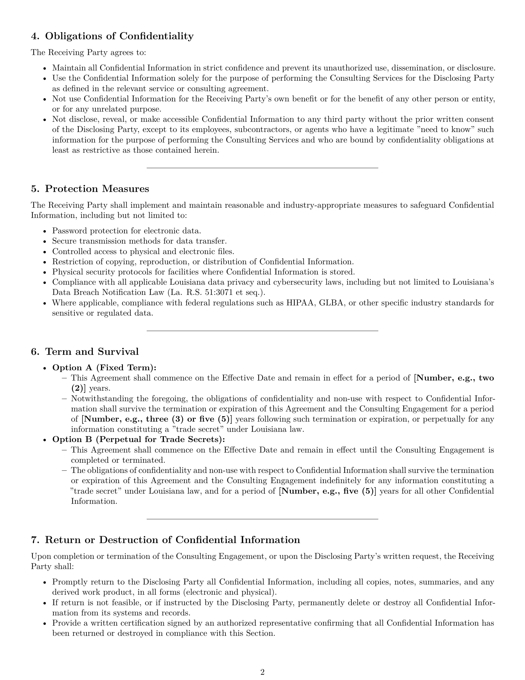 Preview page 2 of Pro Louisiana consultant nda template