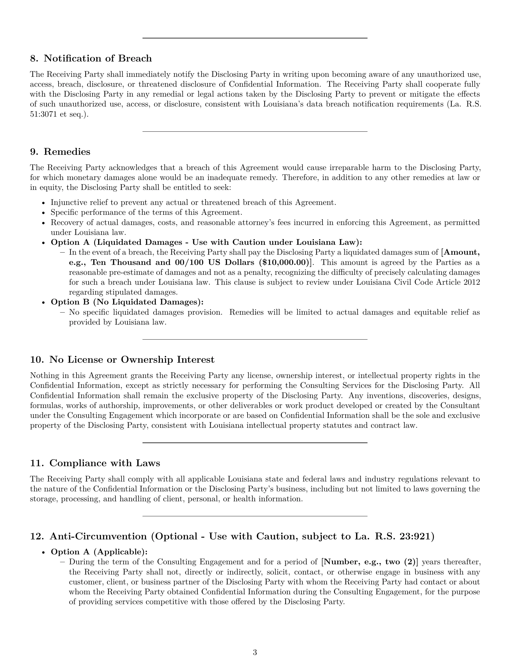 Preview page 3 of Pro Louisiana consultant nda template