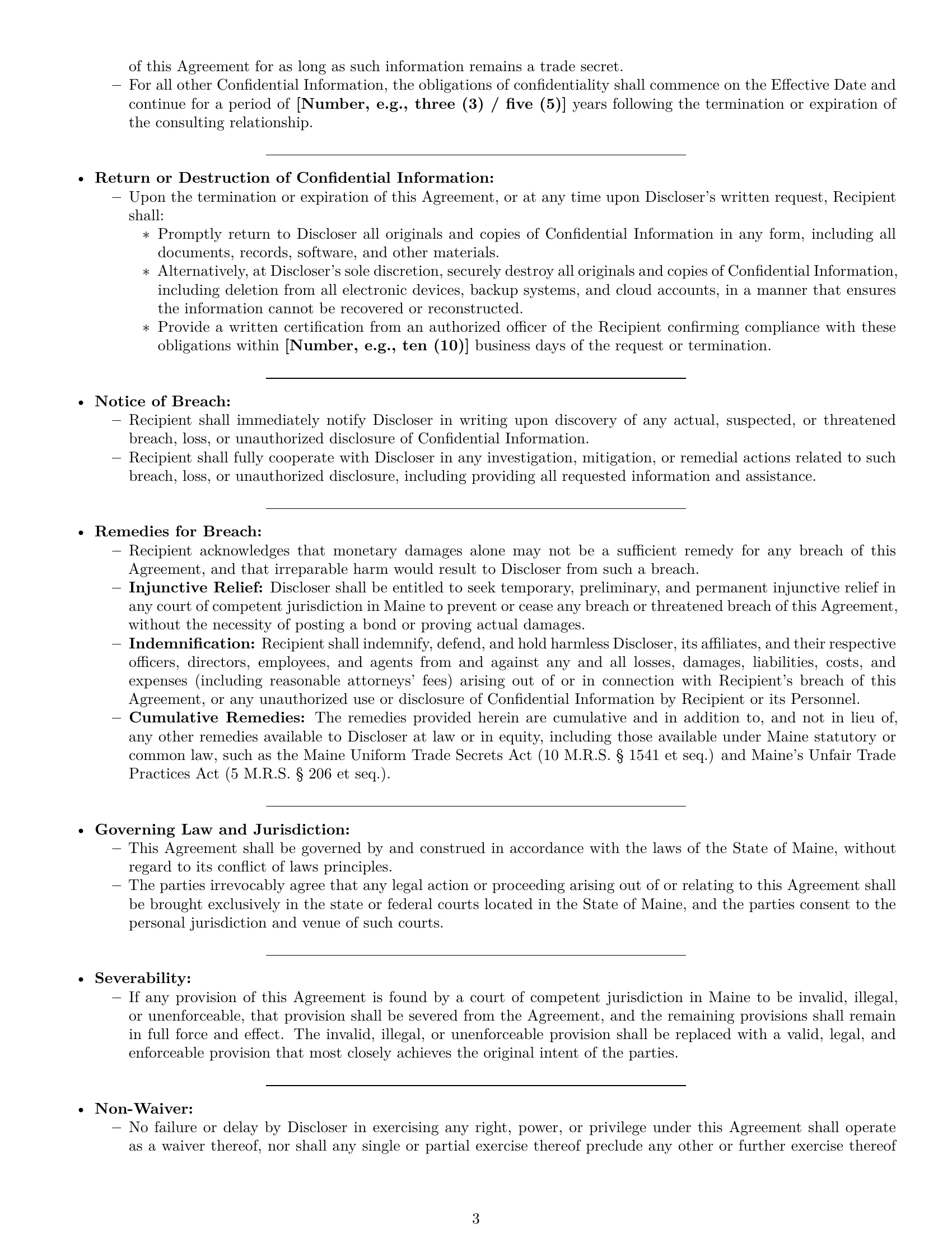 Preview page 3 of Pro Maine consultant nda template