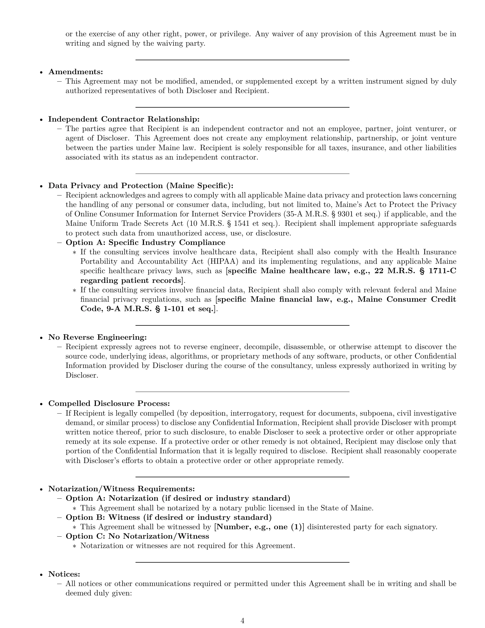 Preview page 4 of Pro Maine consultant nda template