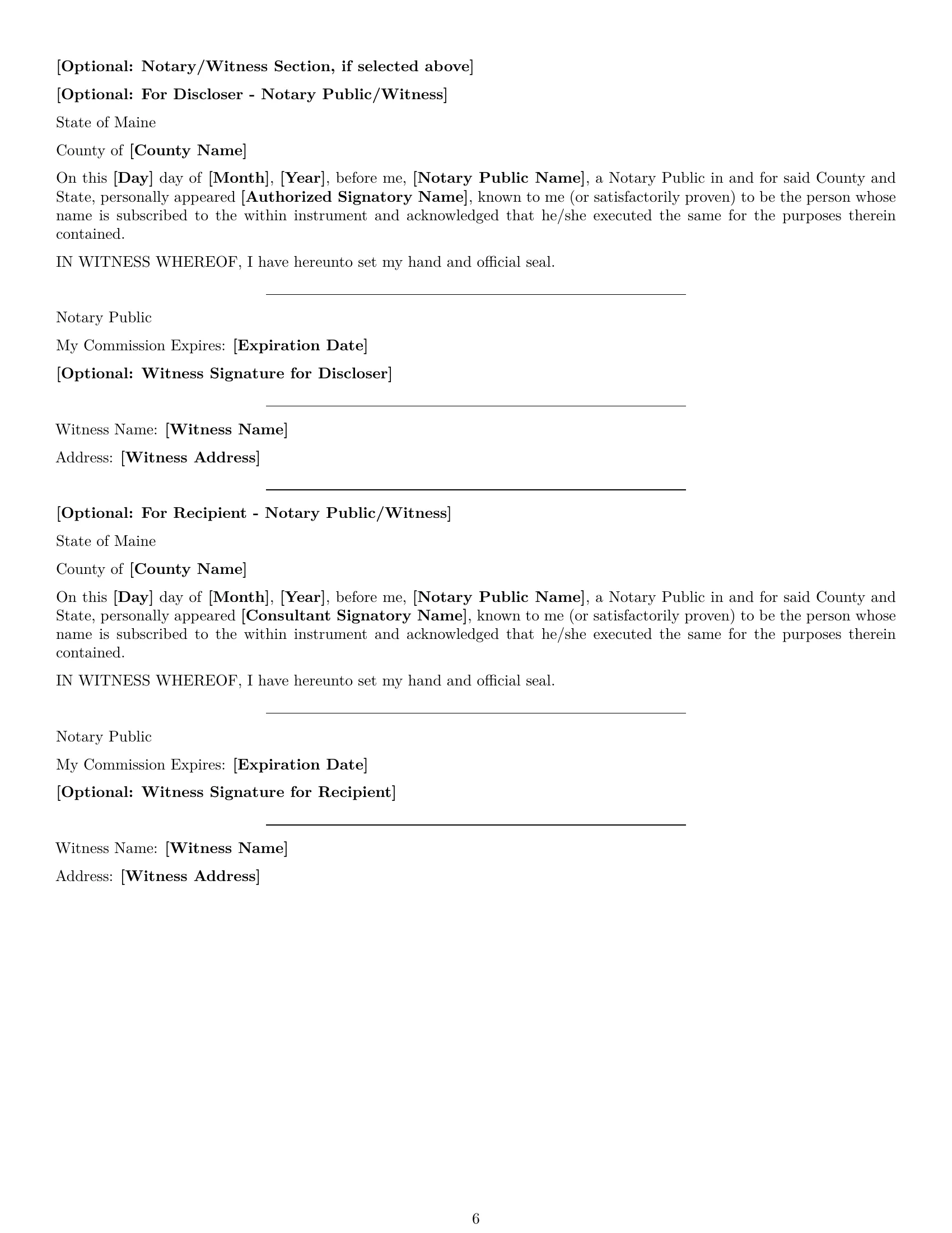 Preview page 6 of Pro Maine consultant nda template