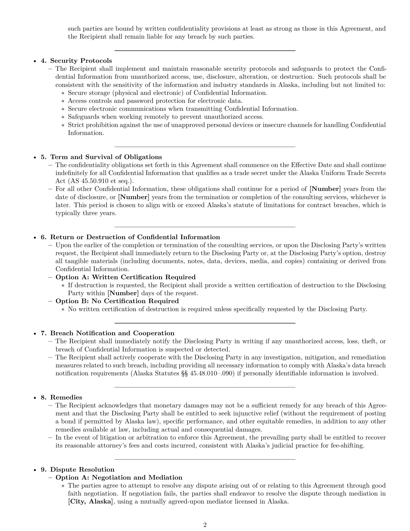 Preview page 2 of Pro Alaska consultant nda template