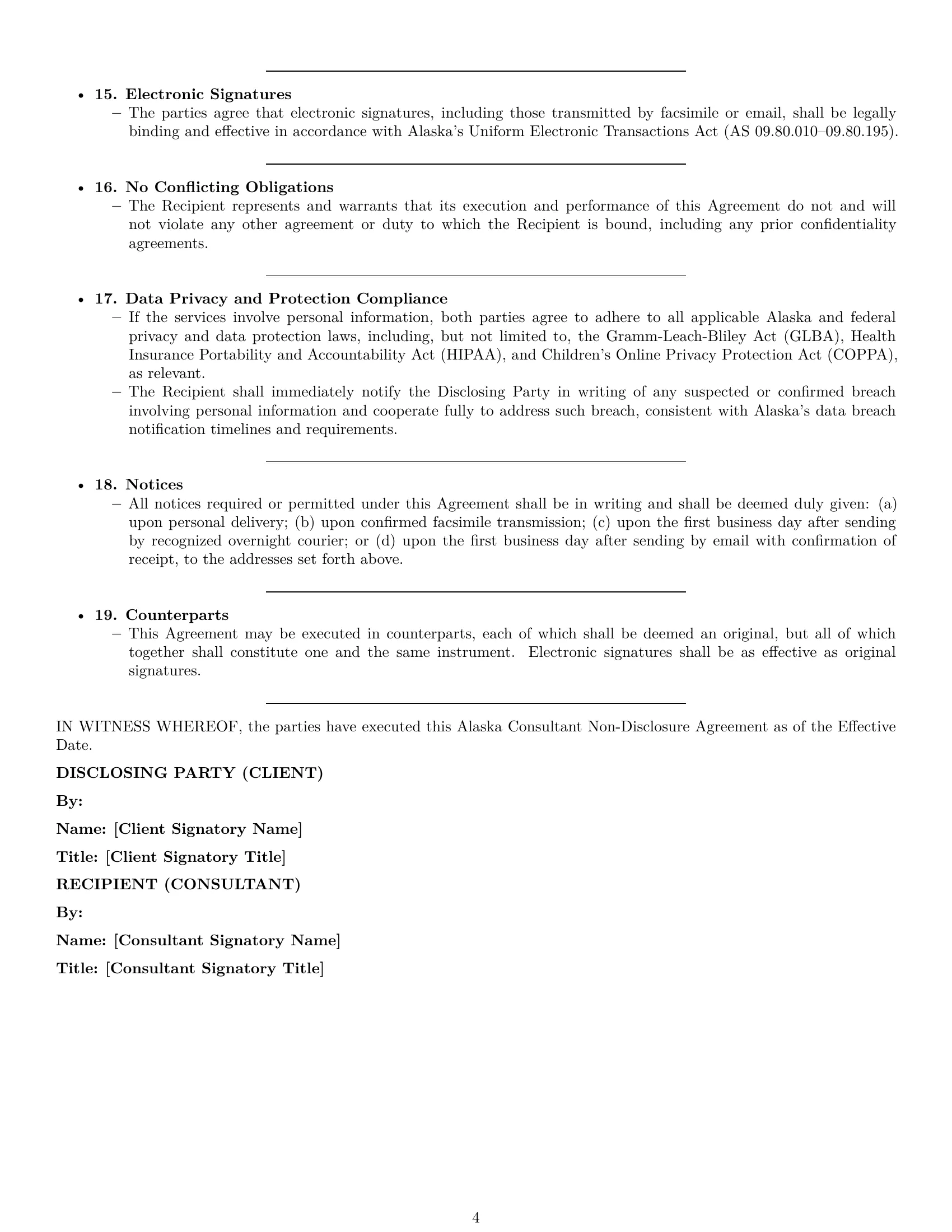 Preview page 4 of Pro Alaska consultant nda template