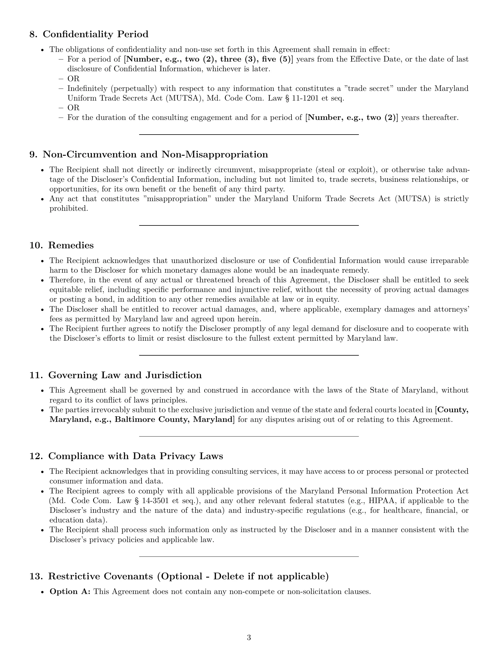 Preview page 3 of Pro Maryland consultant nda template