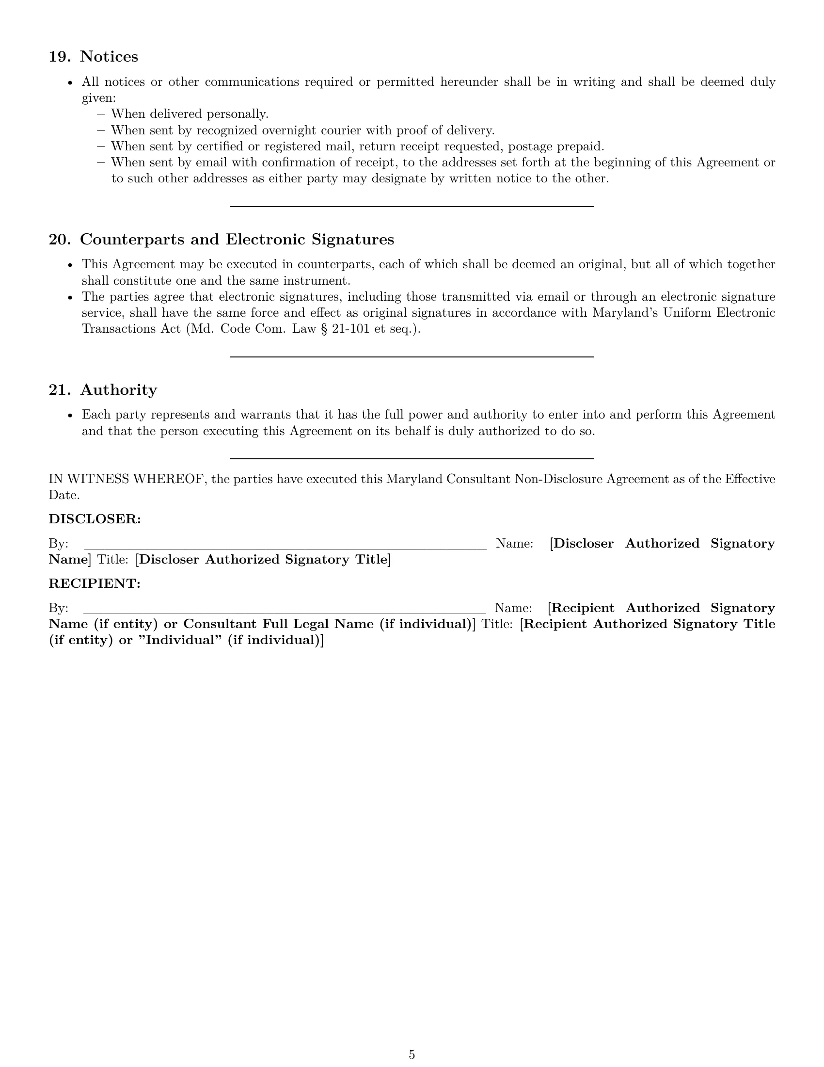Preview page 5 of Pro Maryland consultant nda template