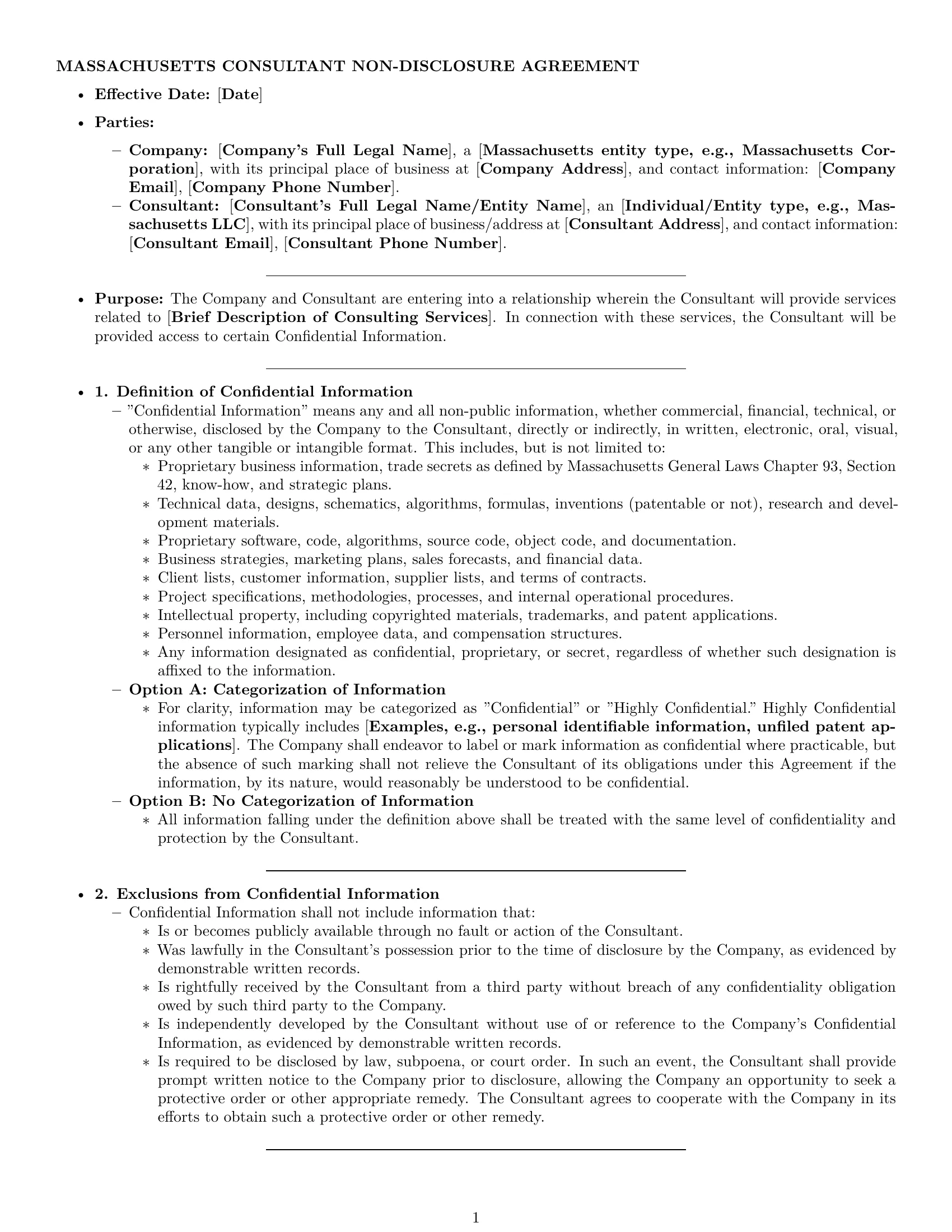 Preview page 1 of Pro Massachusetts consultant nda template