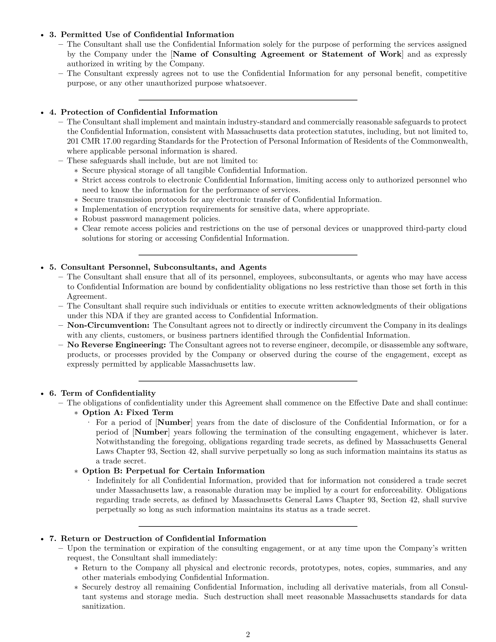 Preview page 2 of Pro Massachusetts consultant nda template