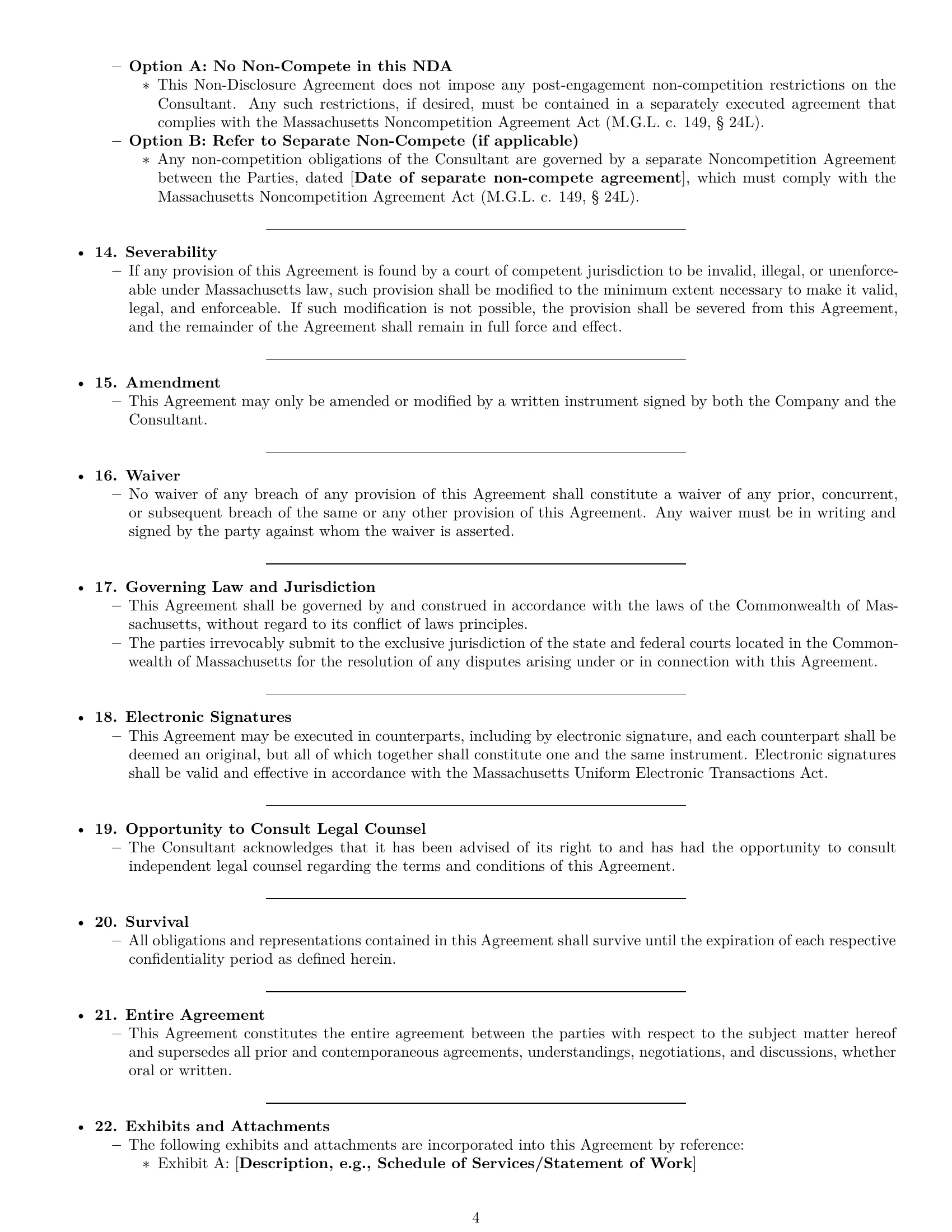Preview page 4 of Pro Massachusetts consultant nda template