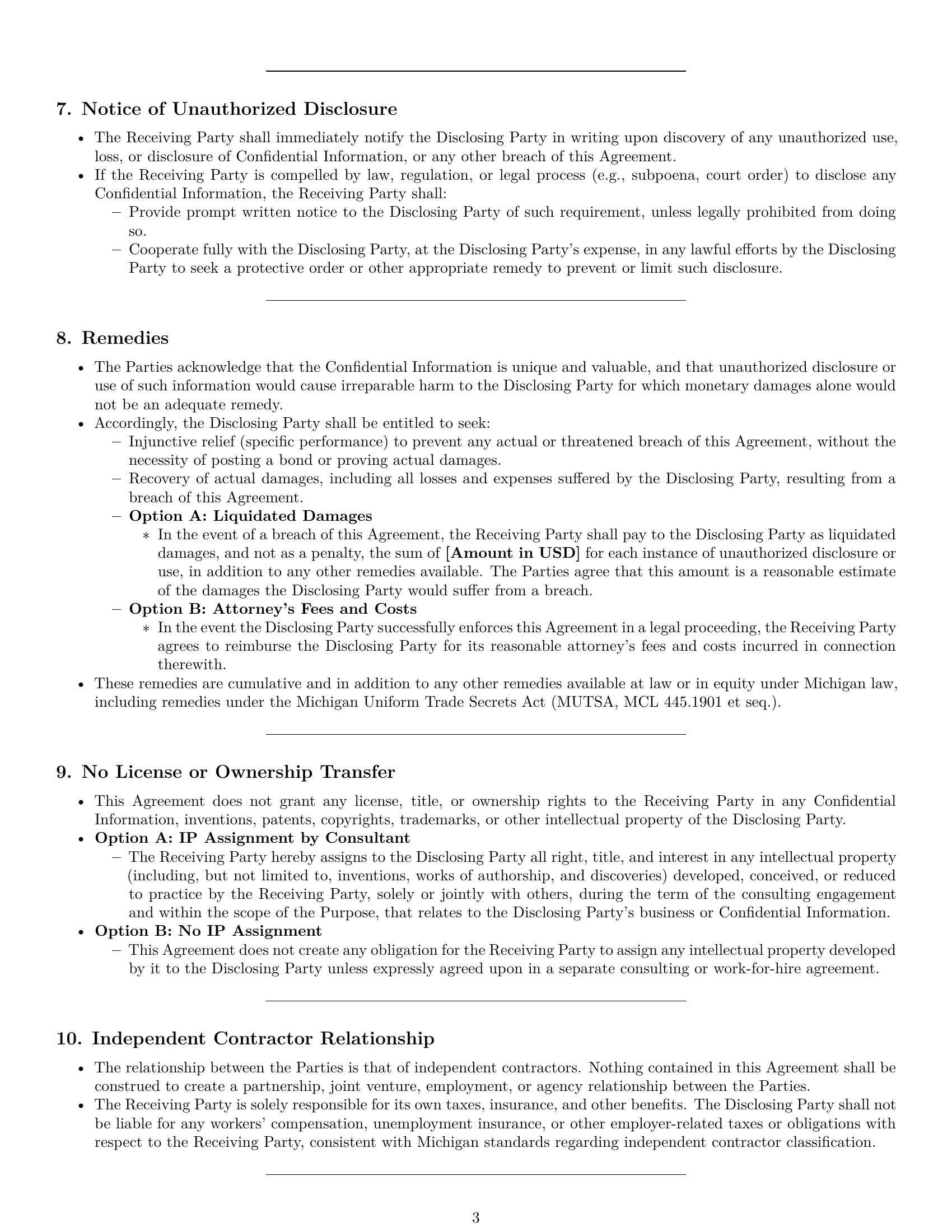 Preview page 3 of Pro Michigan consultant nda template