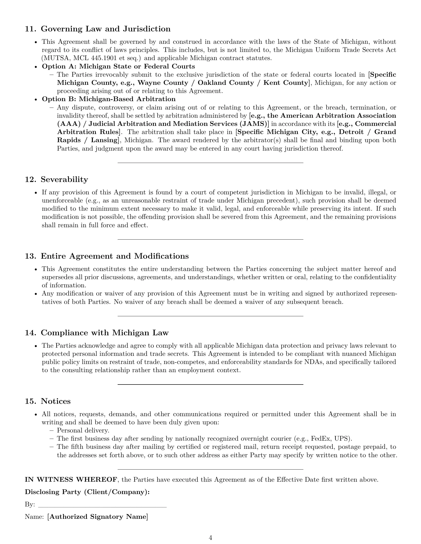 Preview page 4 of Pro Michigan consultant nda template