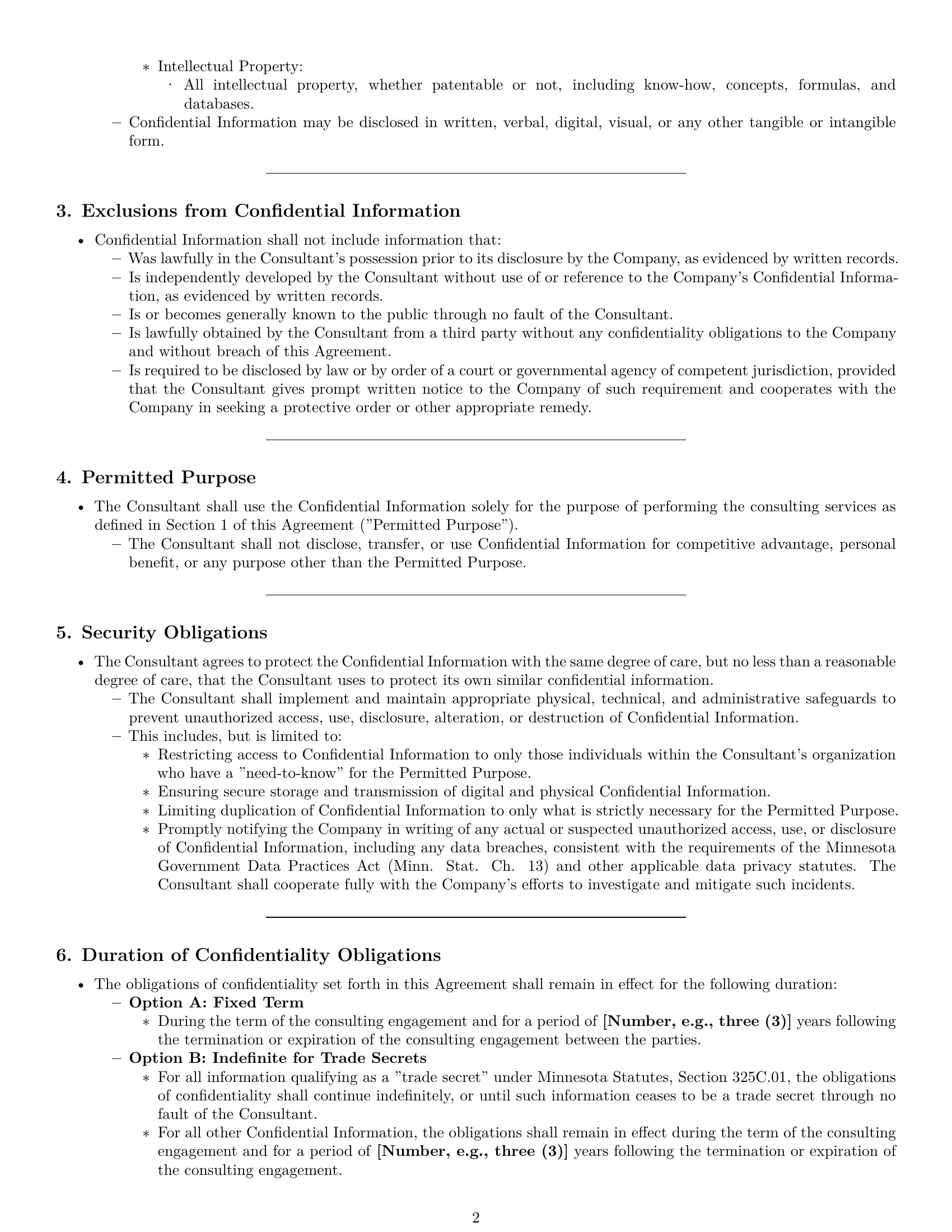 Preview page 2 of Pro Minnesota consultant nda template