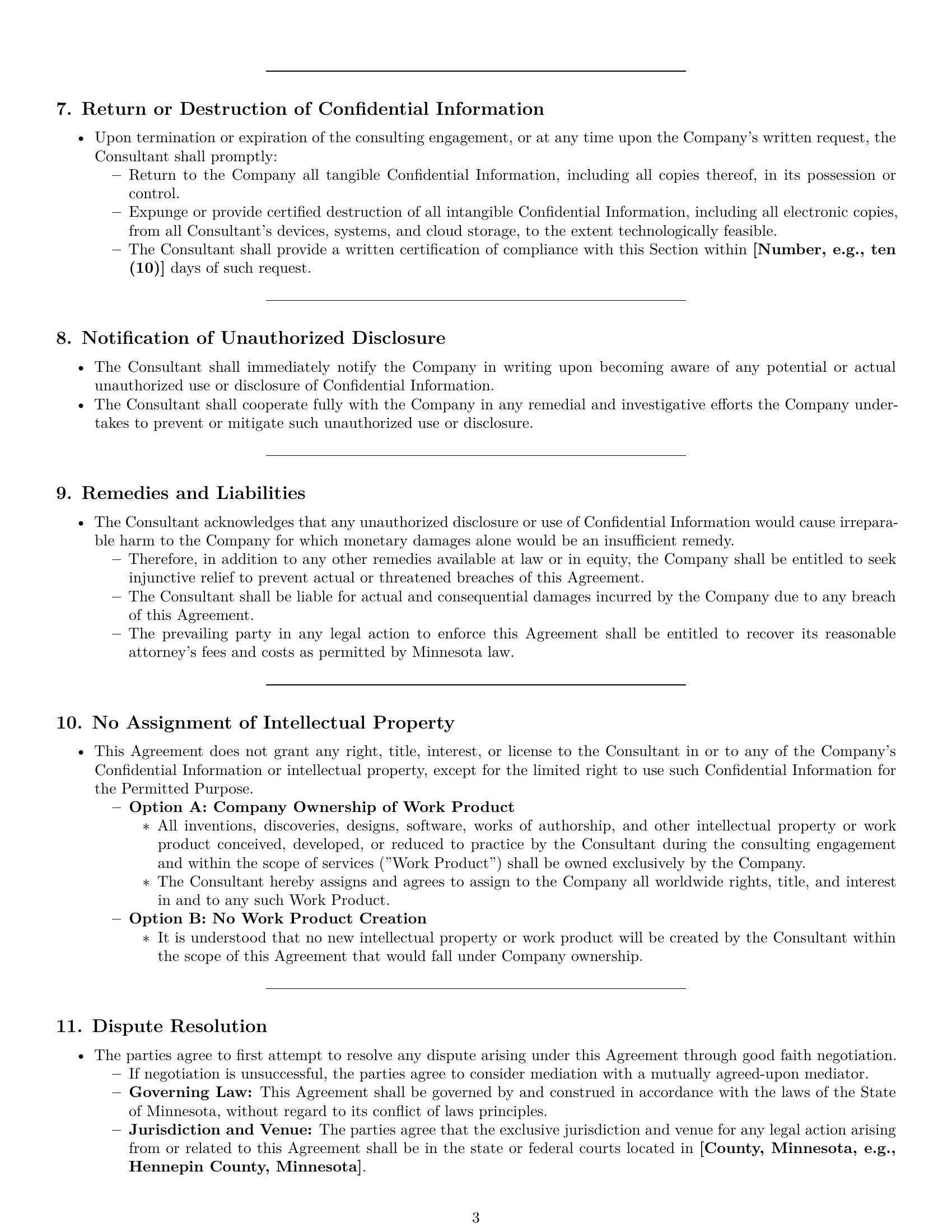 Preview page 3 of Pro Minnesota consultant nda template