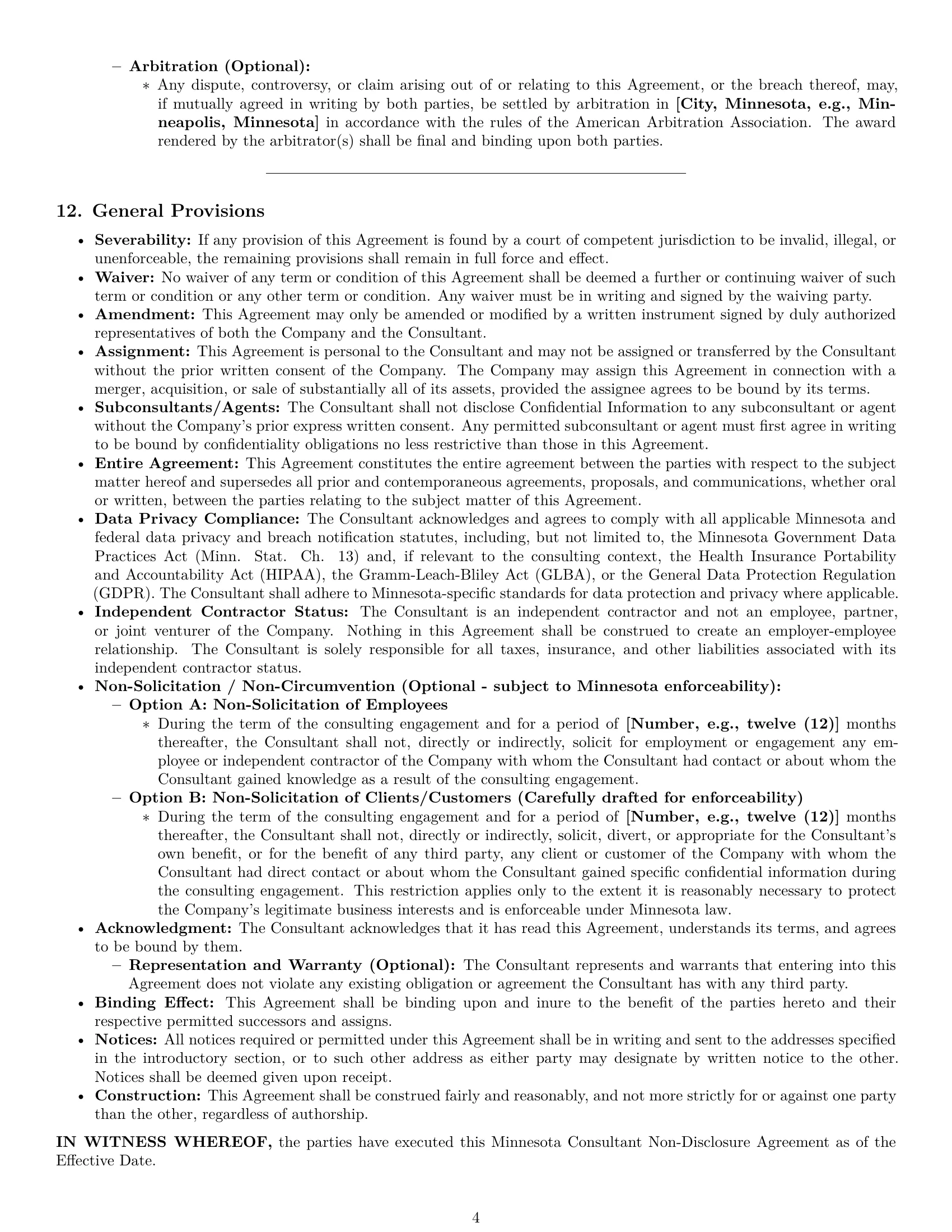 Preview page 4 of Pro Minnesota consultant nda template