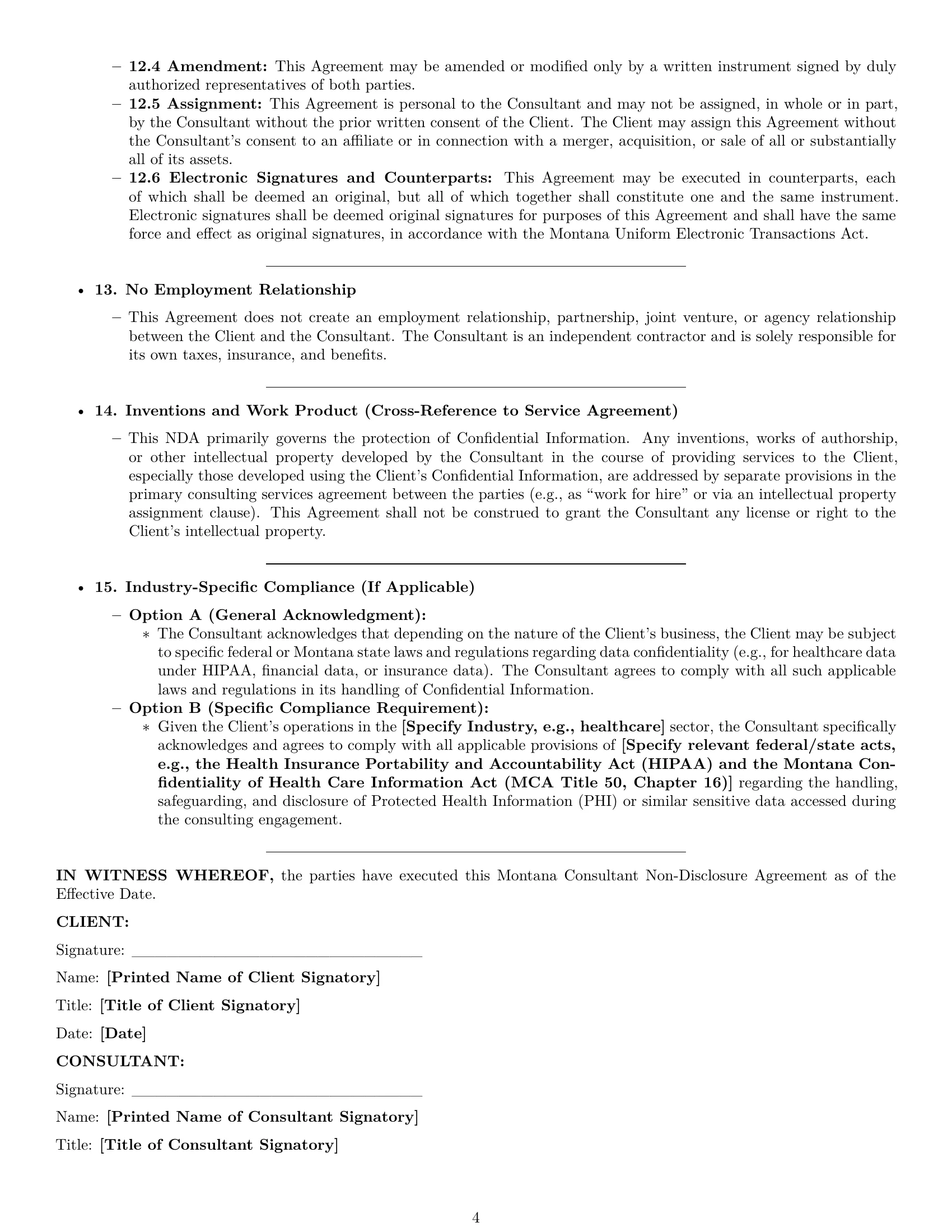 Preview page 4 of Pro Montana consultant nda template