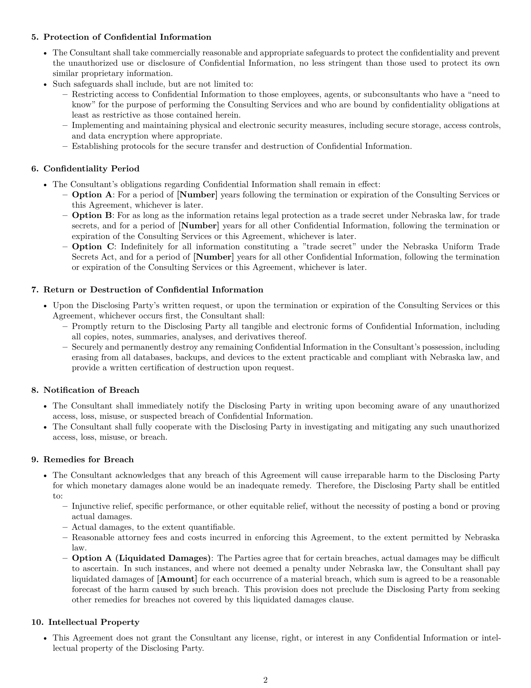 Preview page 2 of Pro Nebraska consultant nda template