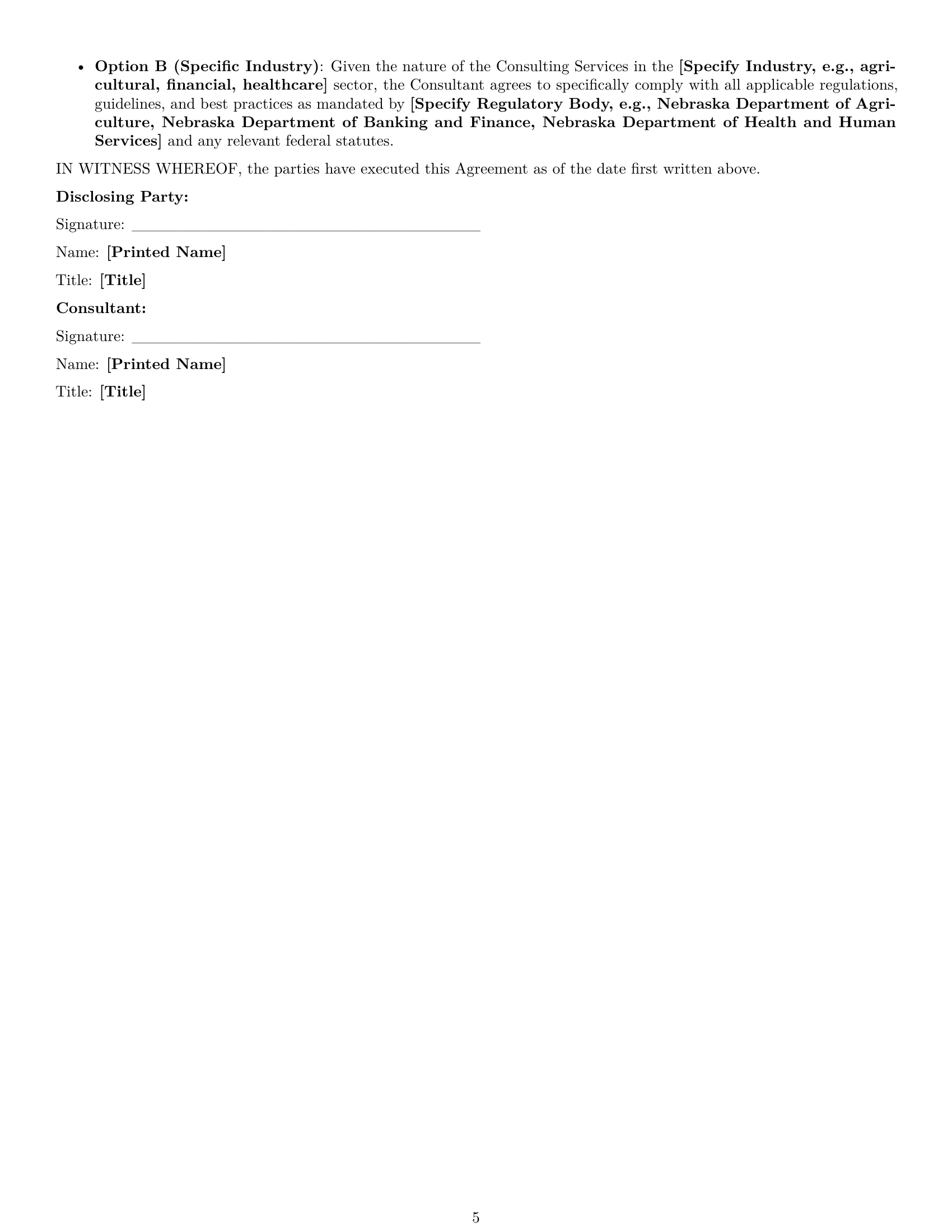 Preview page 5 of Pro Nebraska consultant nda template