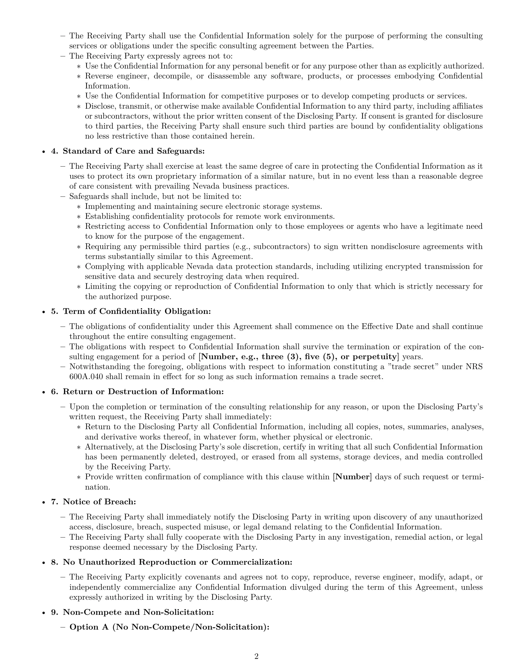 Preview page 2 of Pro Nevada consultant nda template