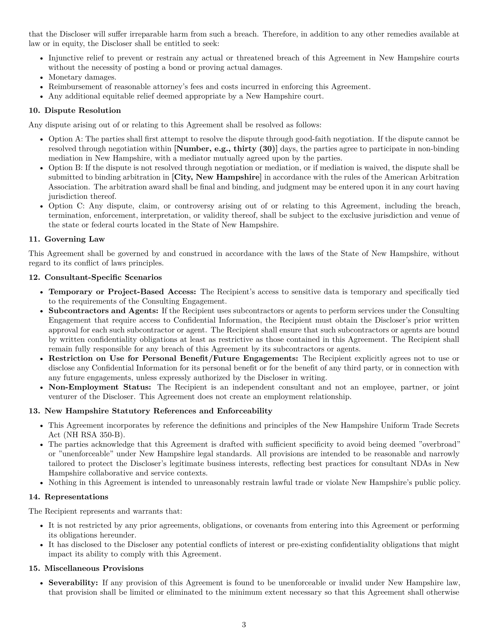 Preview page 3 of Pro New Hampshire consultant nda template