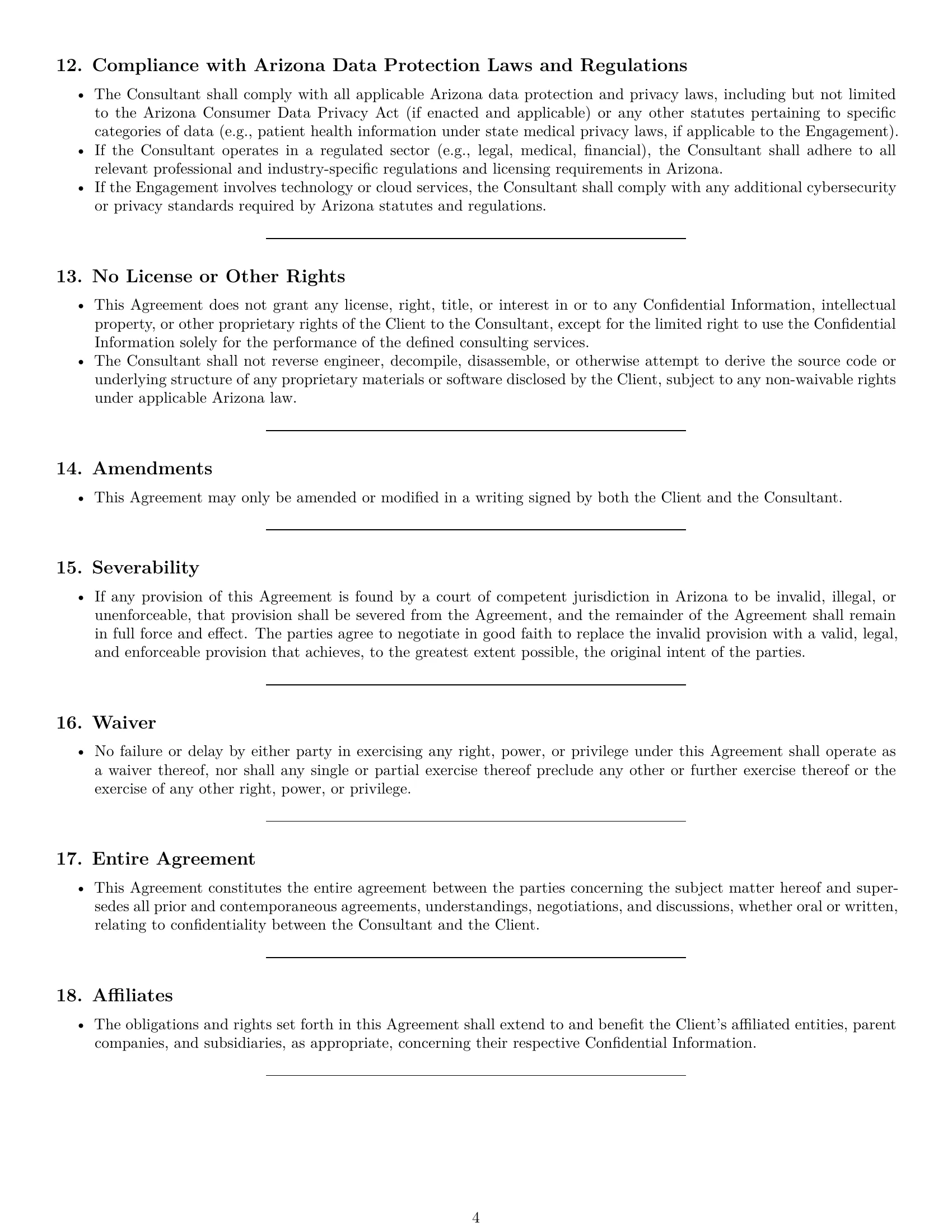 Preview page 4 of Pro Arizona consultant nda template