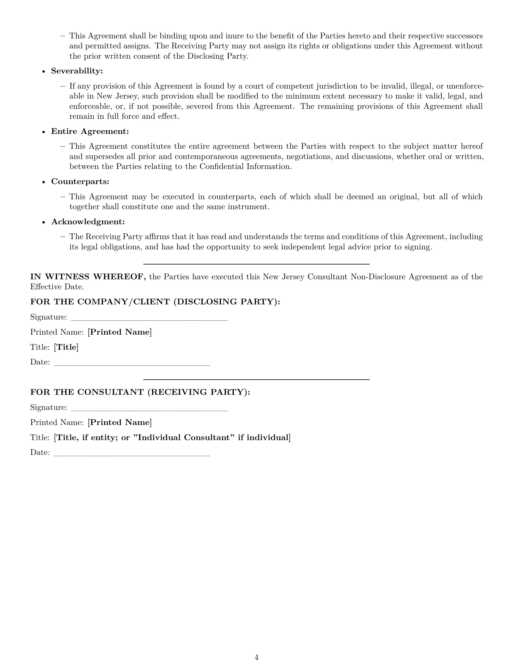 Preview page 4 of Pro New Jersey consultant nda template