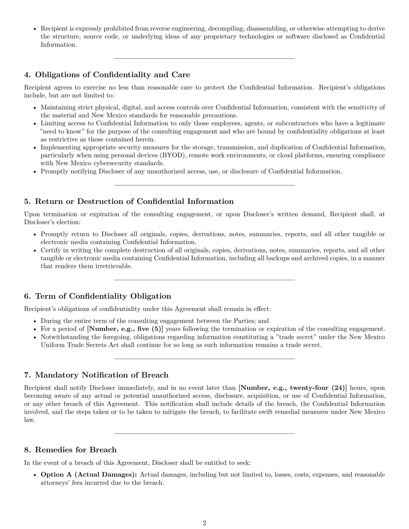 Preview page 2 of Pro New Mexico consultant nda template