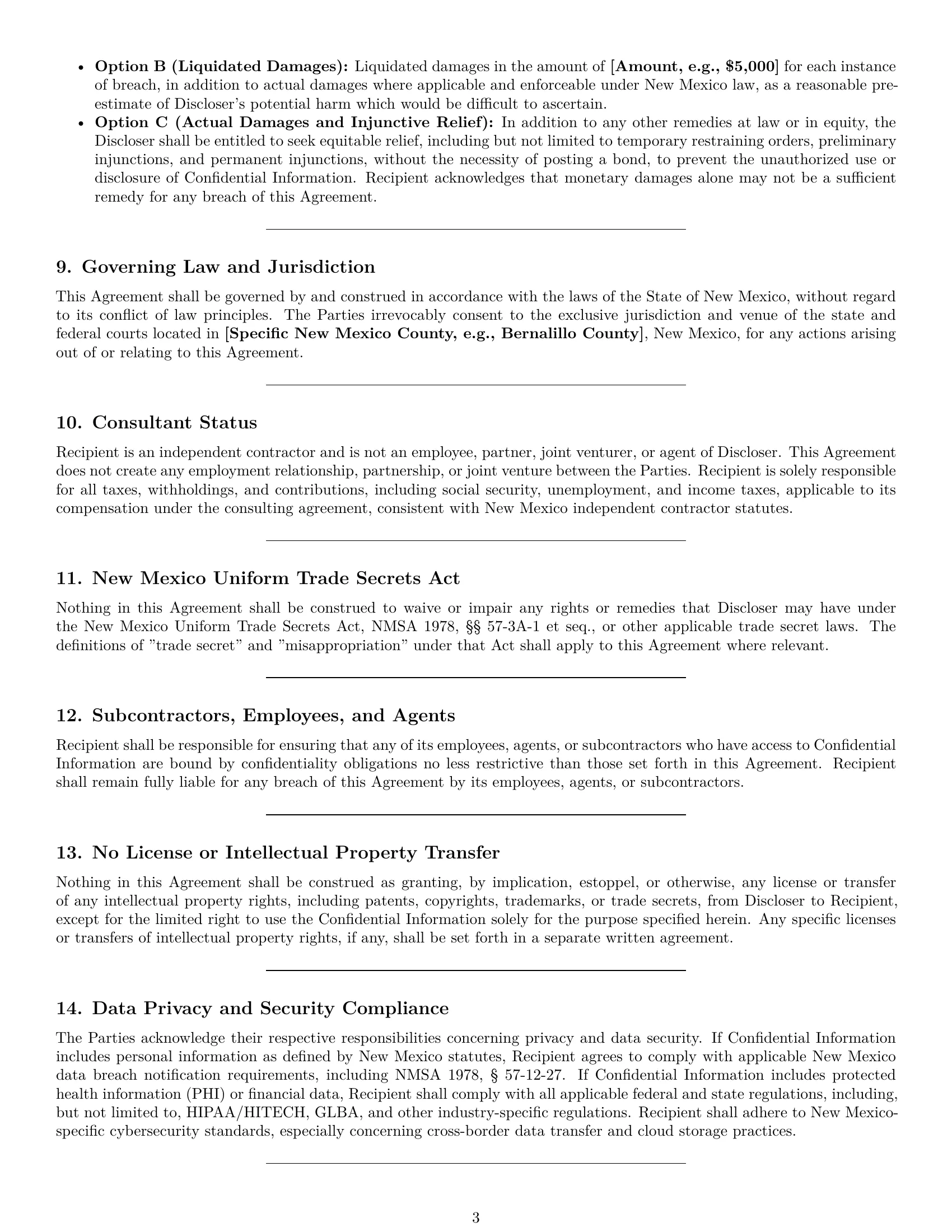 Preview page 3 of Pro New Mexico consultant nda template