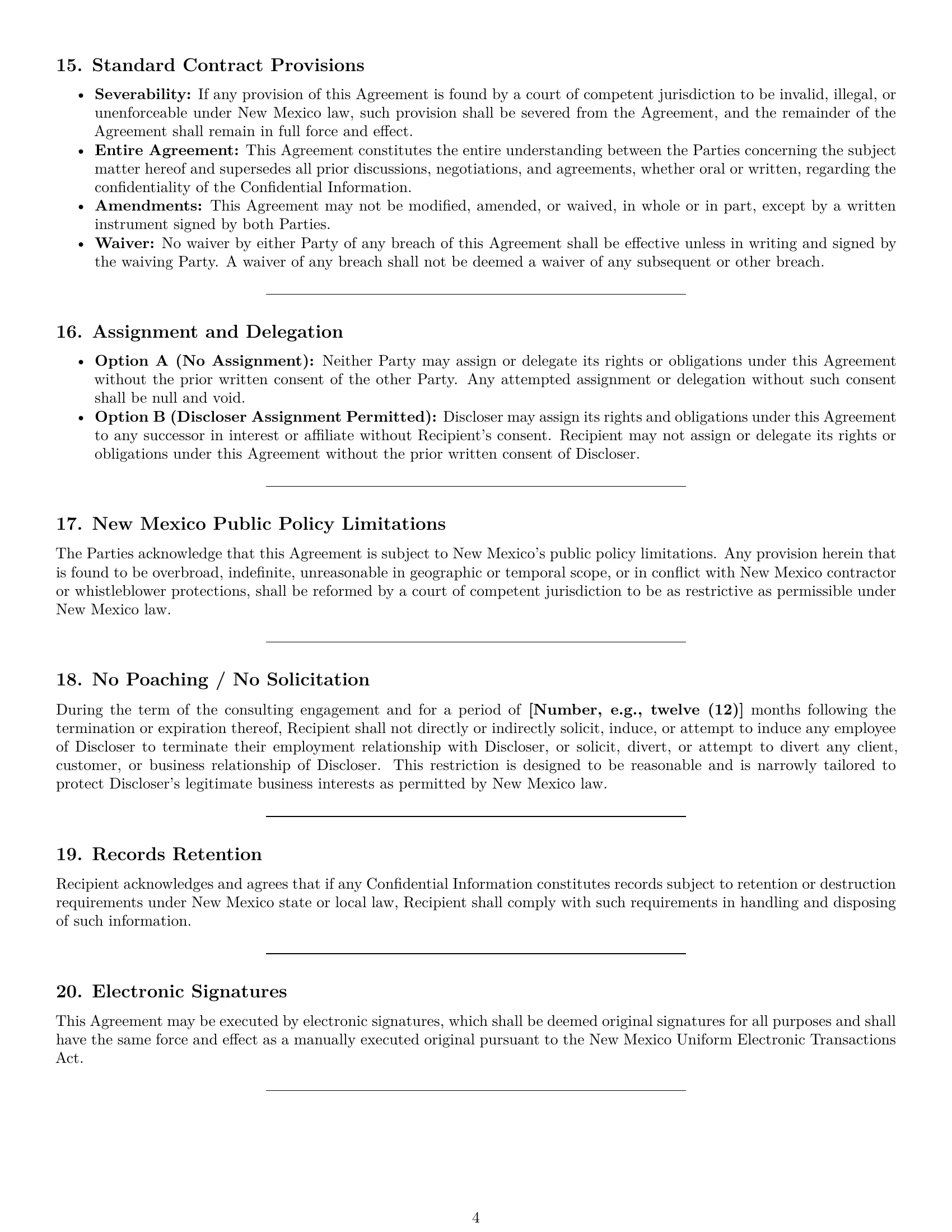 Preview page 4 of Pro New Mexico consultant nda template