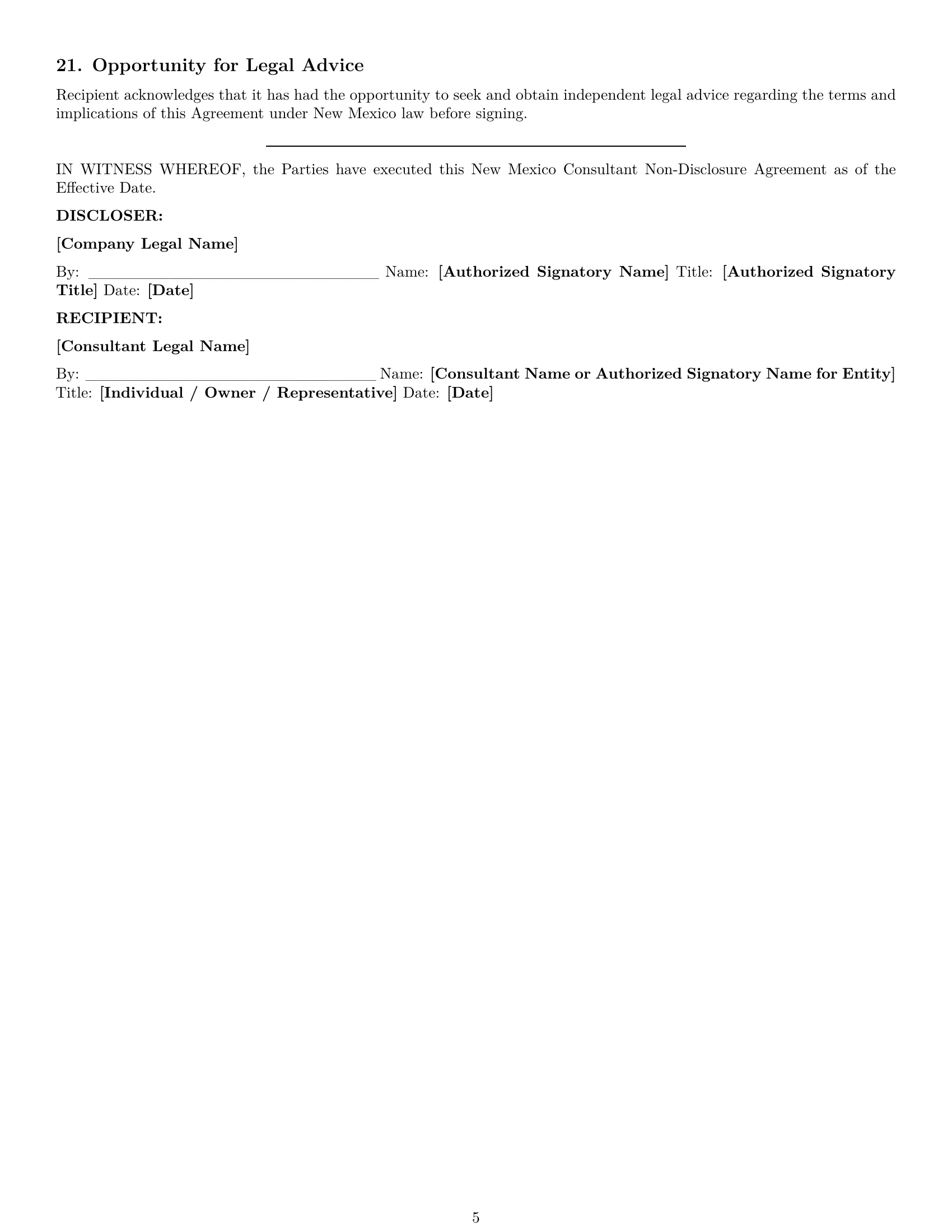 Preview page 5 of Pro New Mexico consultant nda template