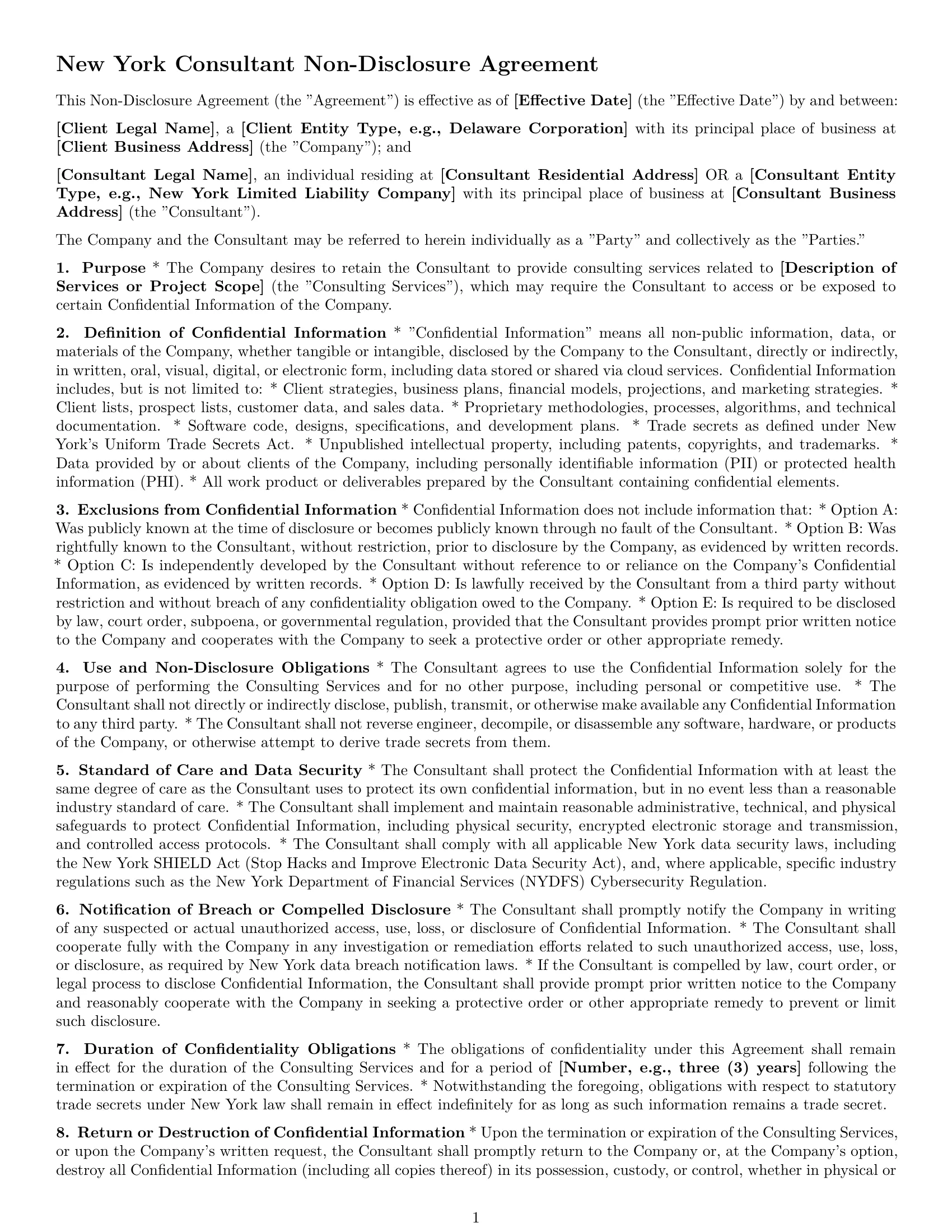 Preview page 1 of Pro New York consultant nda template