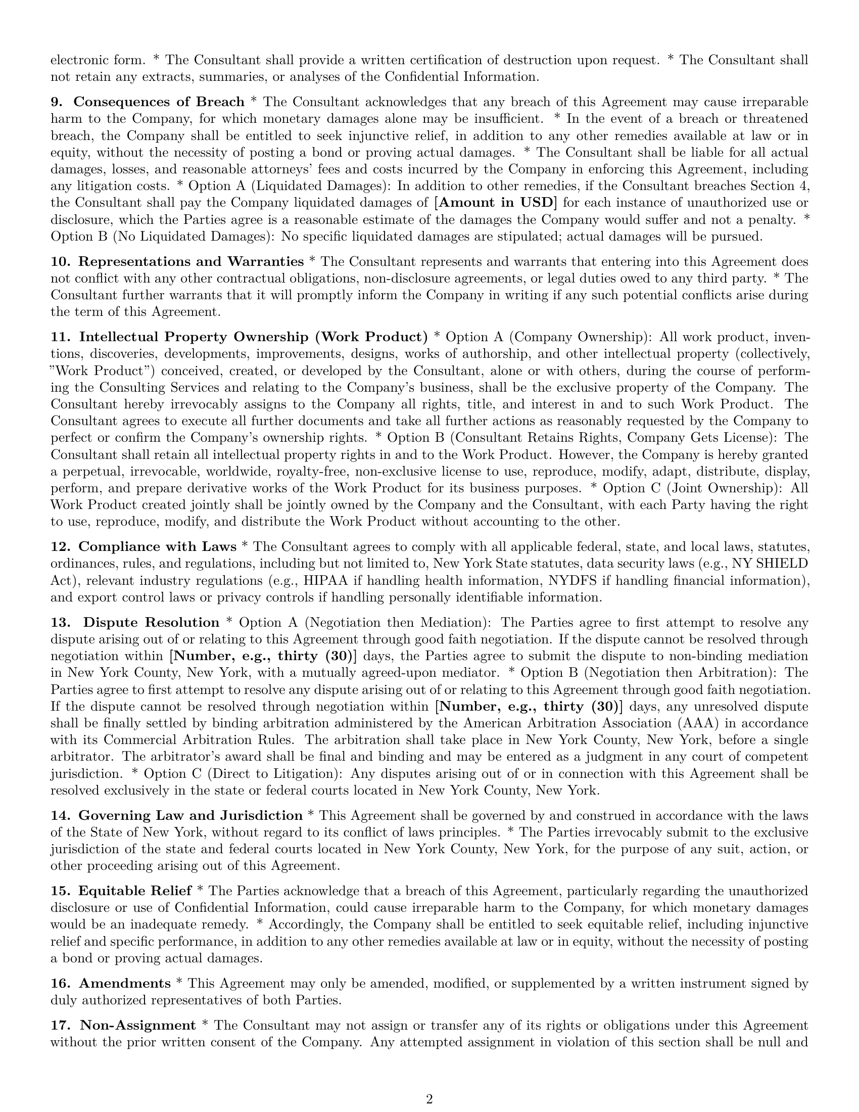 Preview page 2 of Pro New York consultant nda template