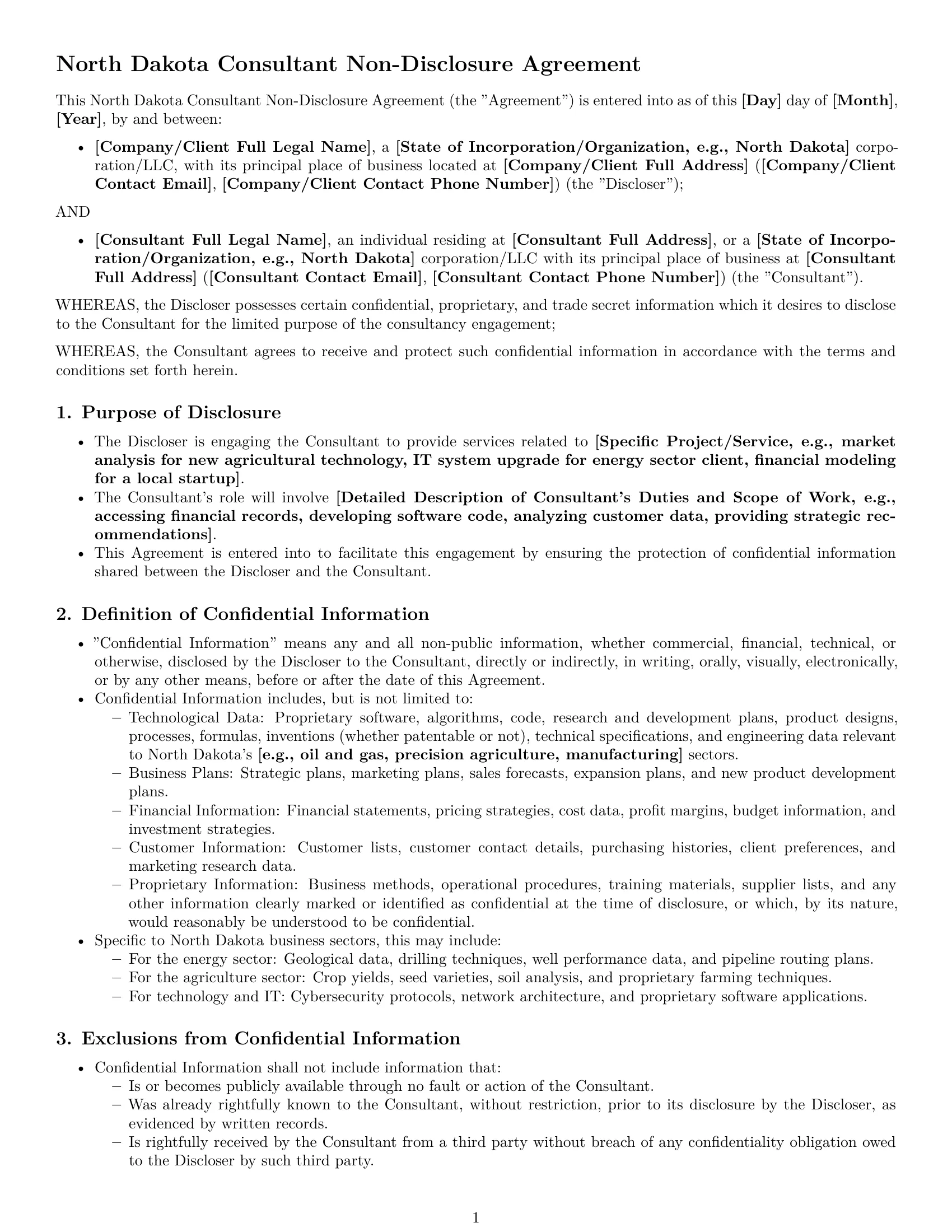 Preview page 1 of Pro North Dakota consultant nda template