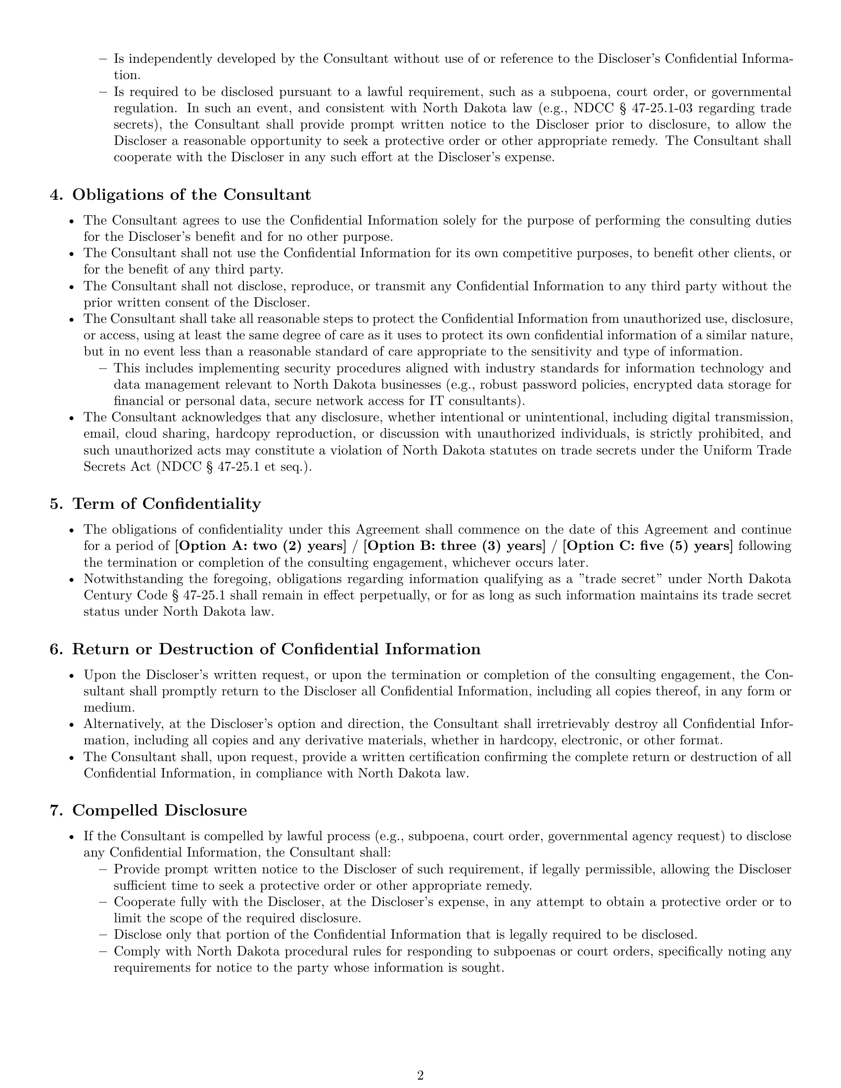 Preview page 2 of Pro North Dakota consultant nda template