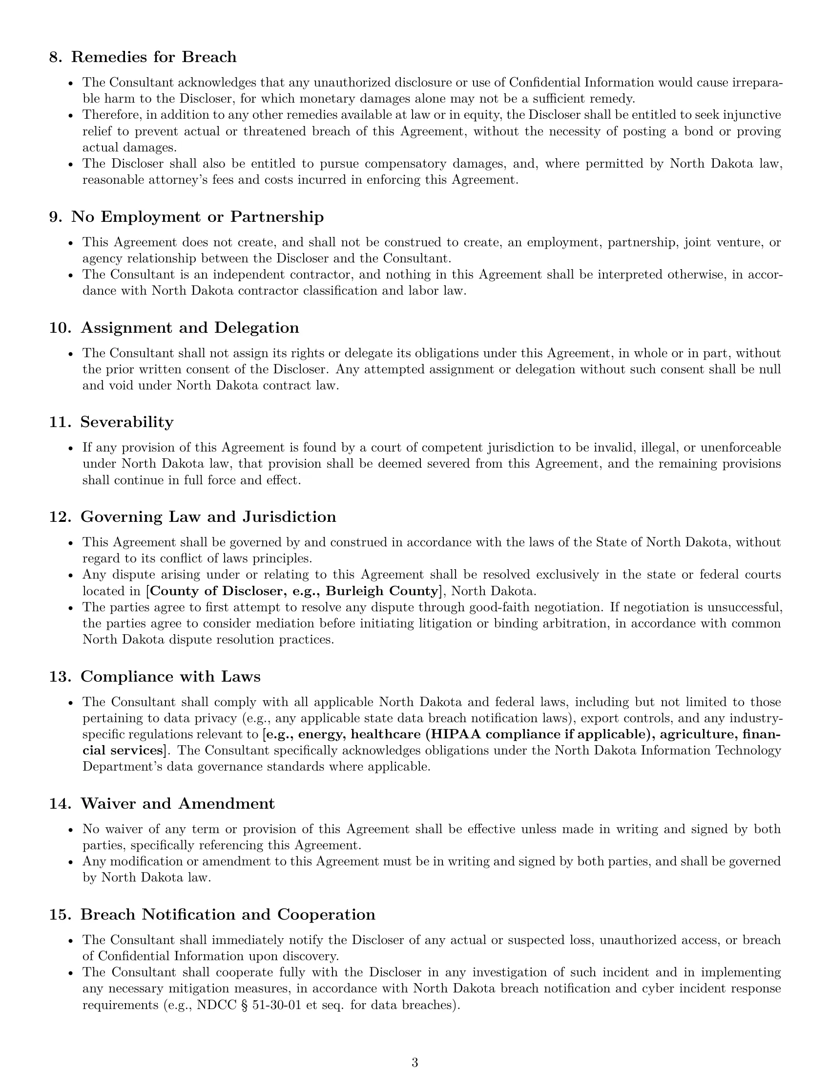 Preview page 3 of Pro North Dakota consultant nda template