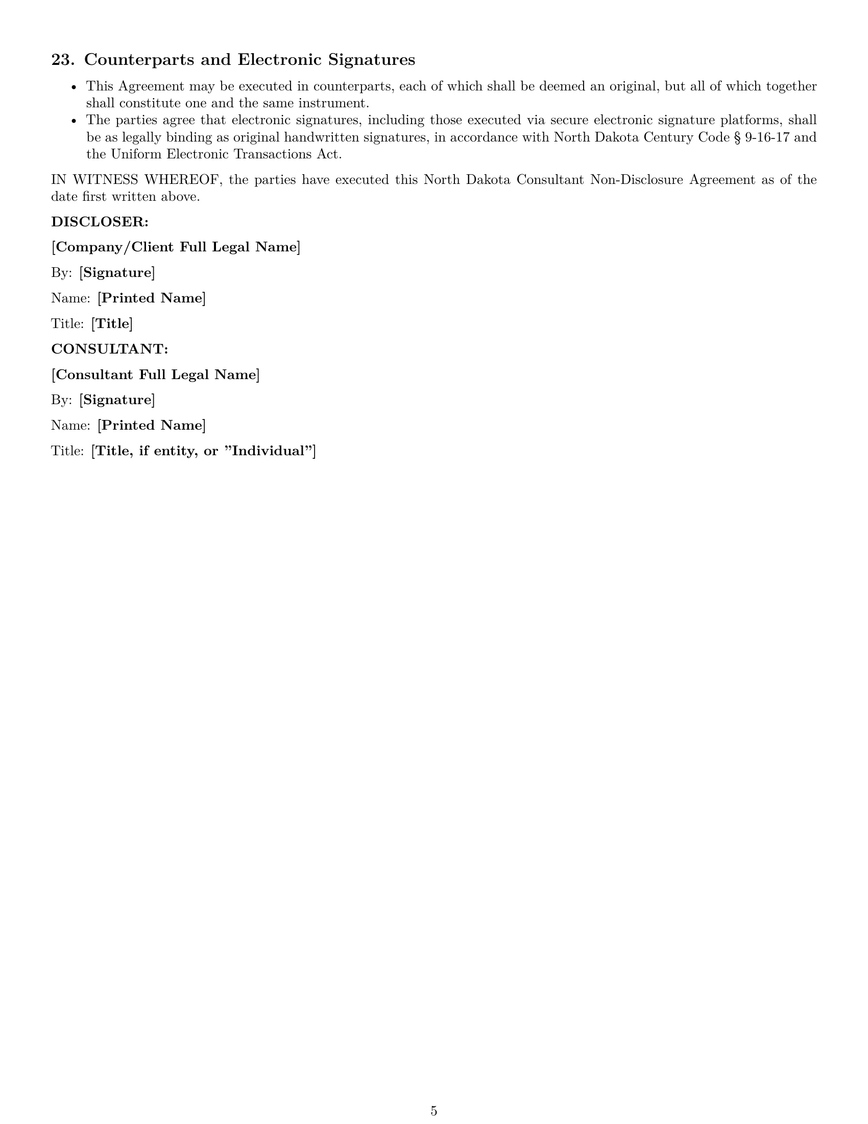 Preview page 5 of Pro North Dakota consultant nda template