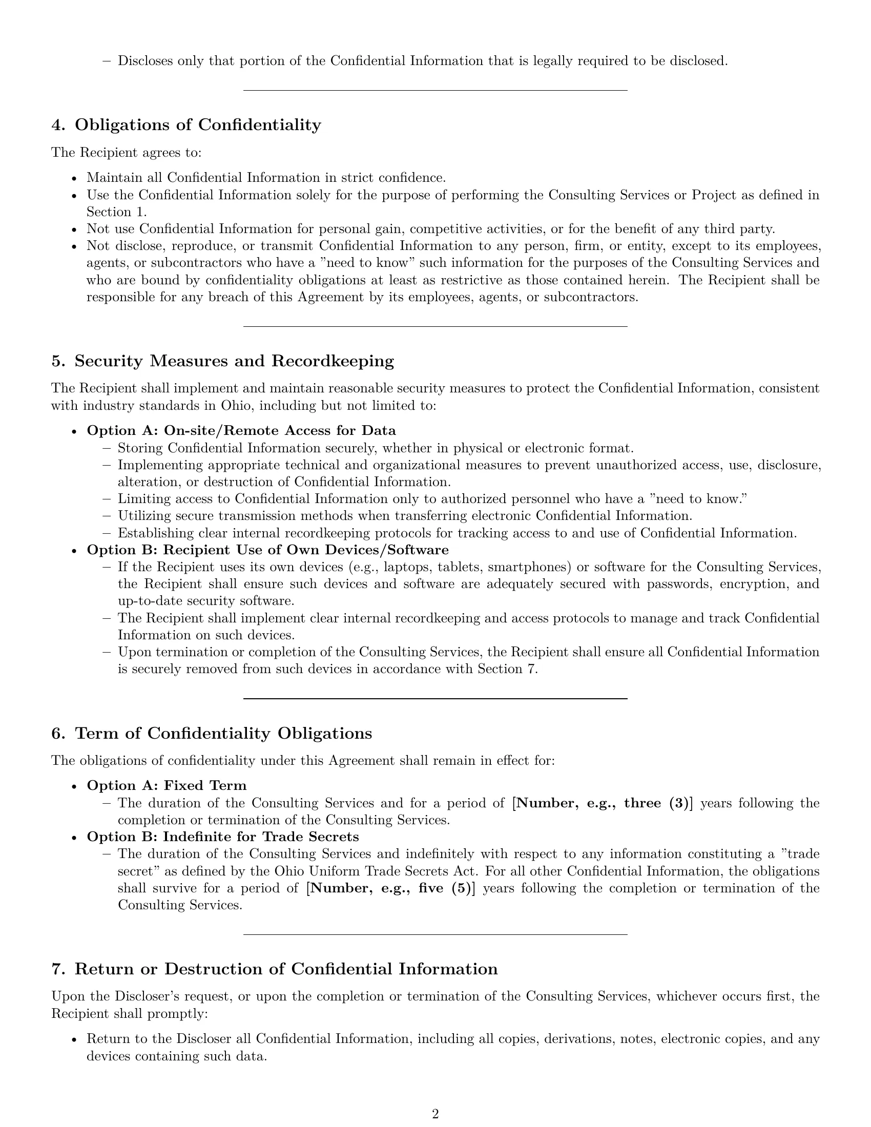 Preview page 2 of Pro Ohio consultant nda template