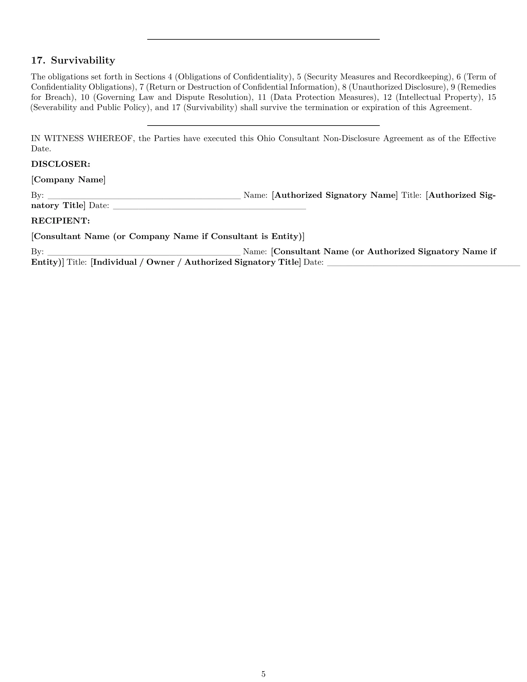 Preview page 5 of Pro Ohio consultant nda template