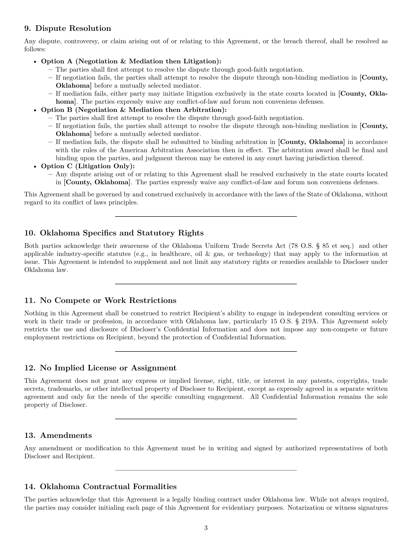 Preview page 3 of Pro Oklahoma consultant nda template