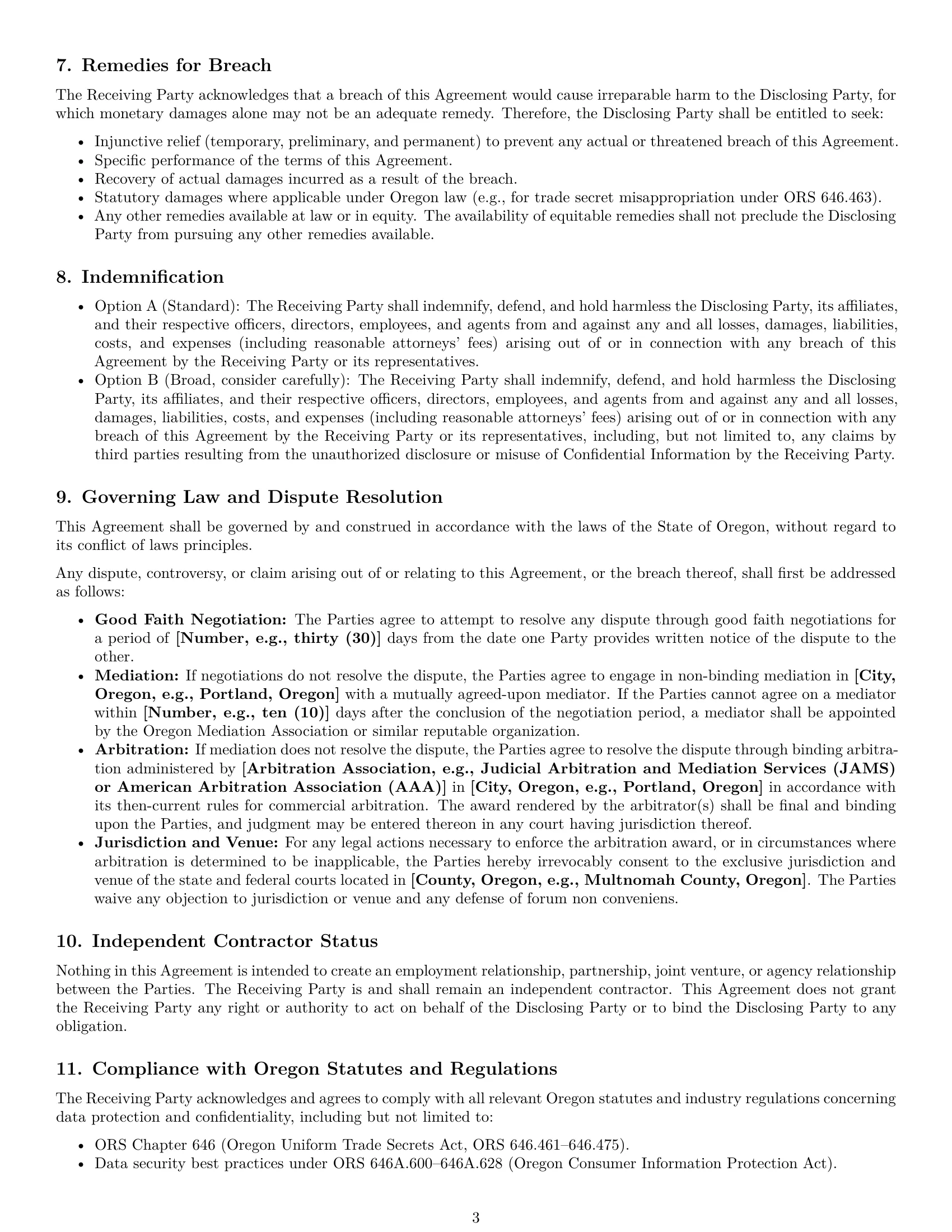 Preview page 3 of Pro Oregon consultant nda template